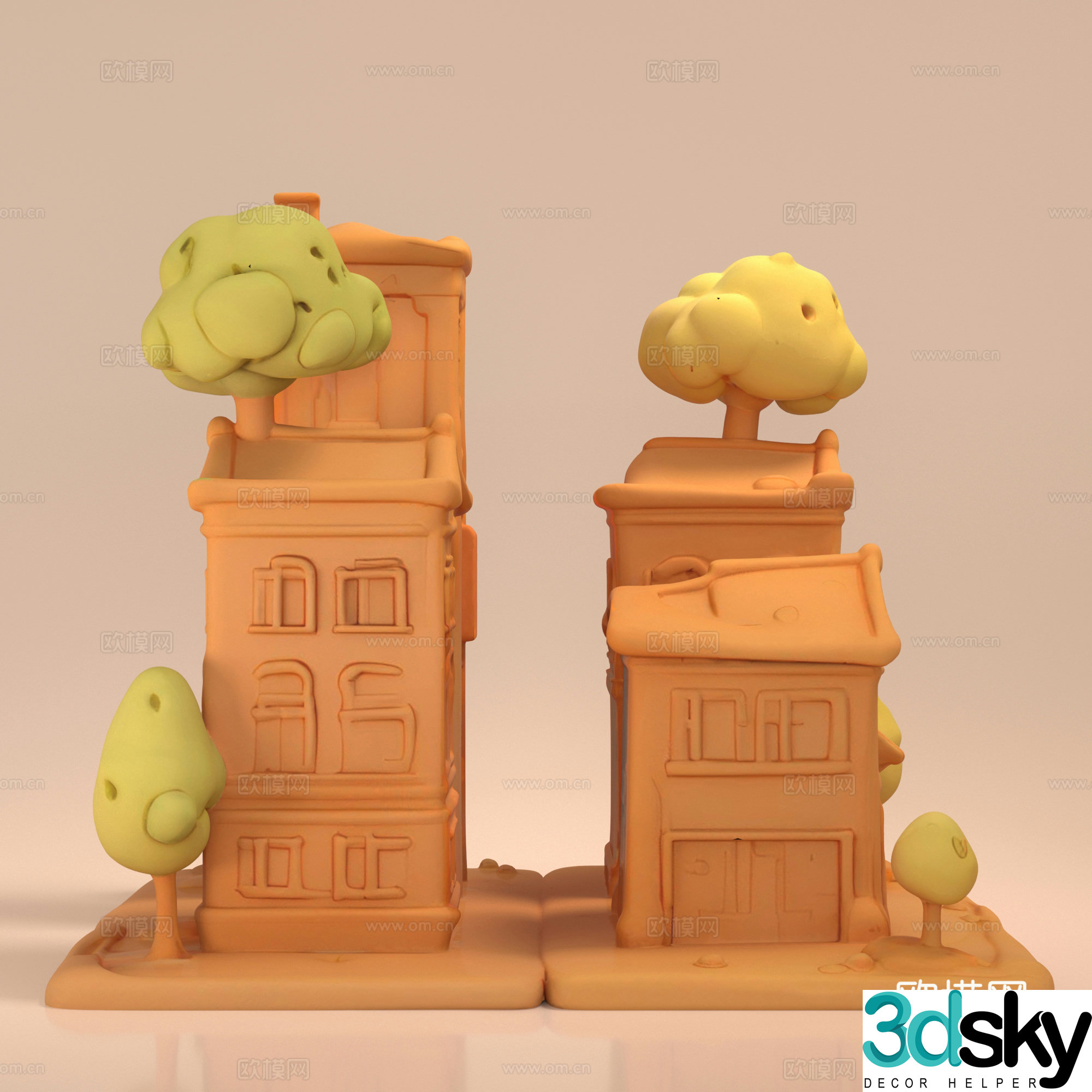 Cartoon Clay Style Game Anime Building Low-side Building Villa Hut 3D Model