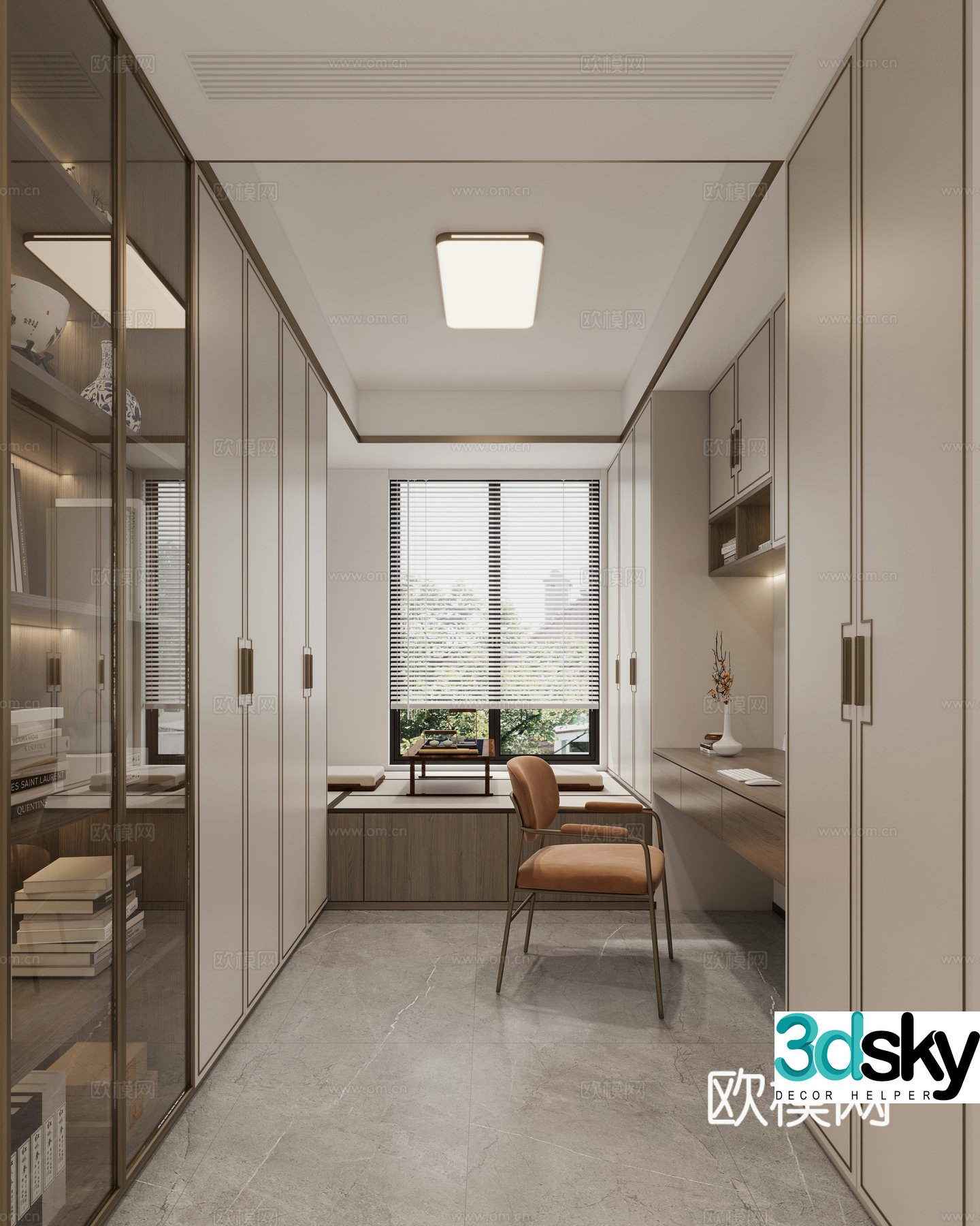 New Chinese style study room 3D model