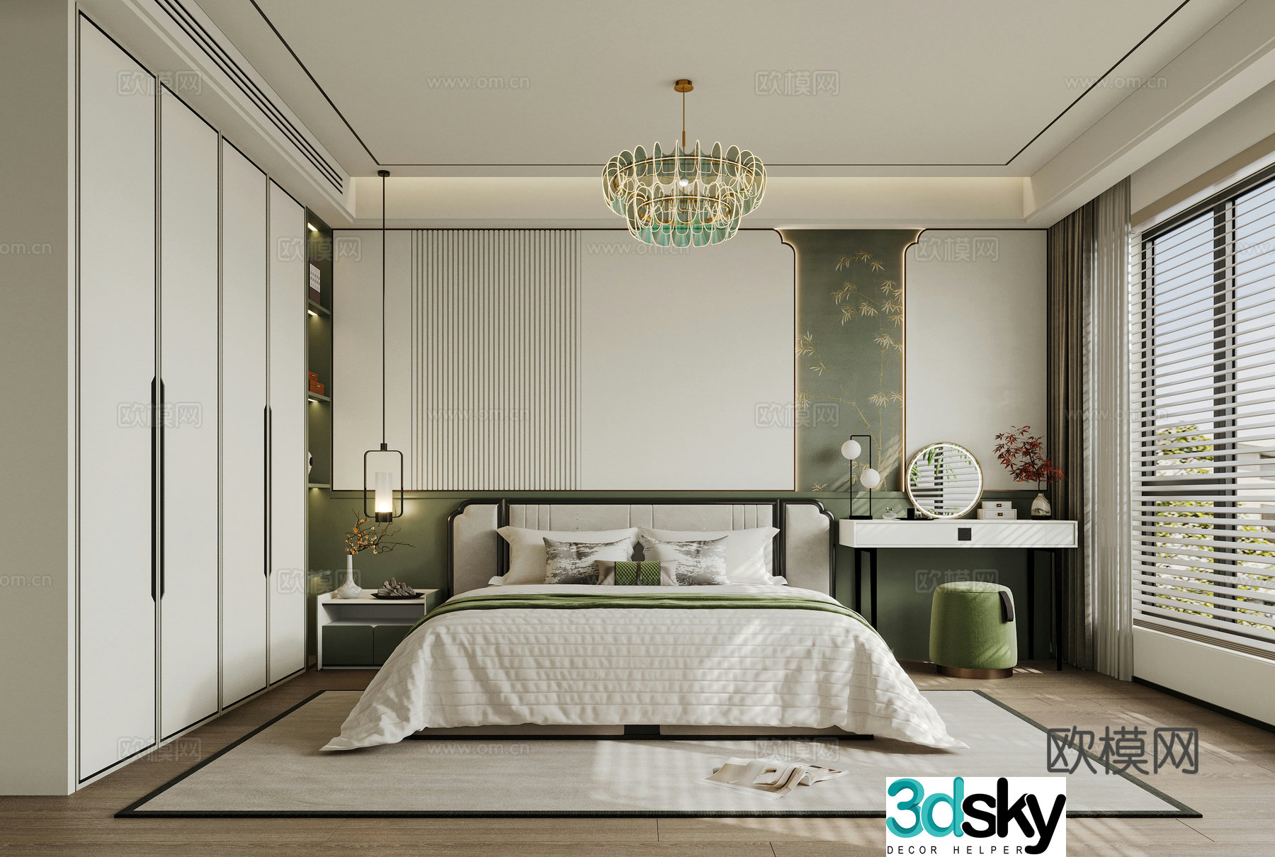 New Chinese bedroom 3D model