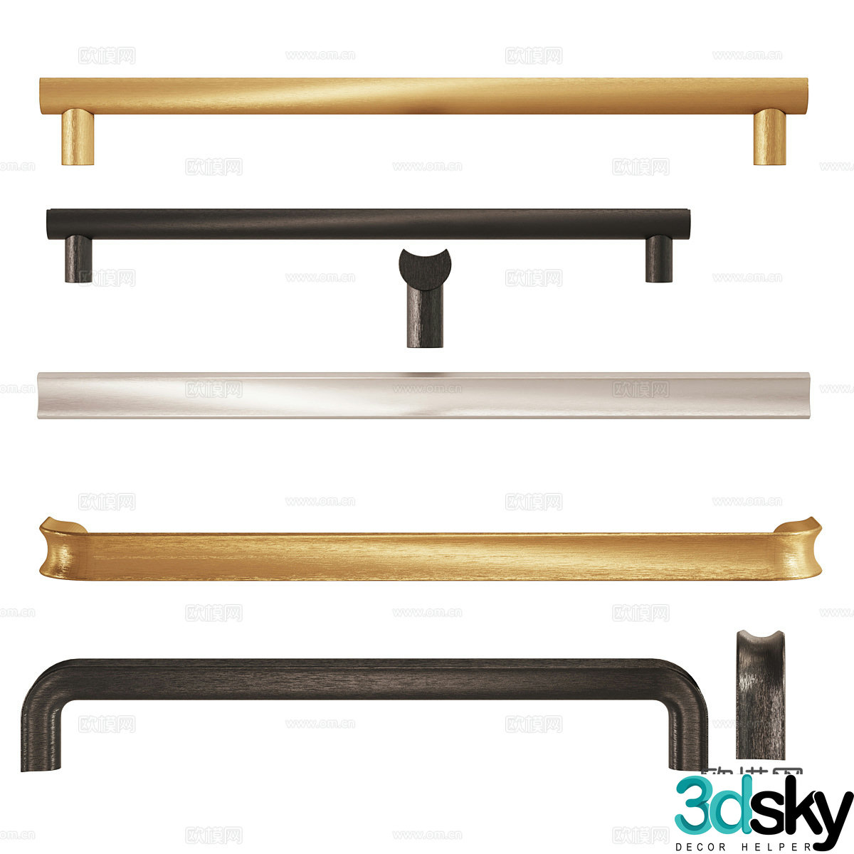 New Chinese style light luxury door handle 3D model