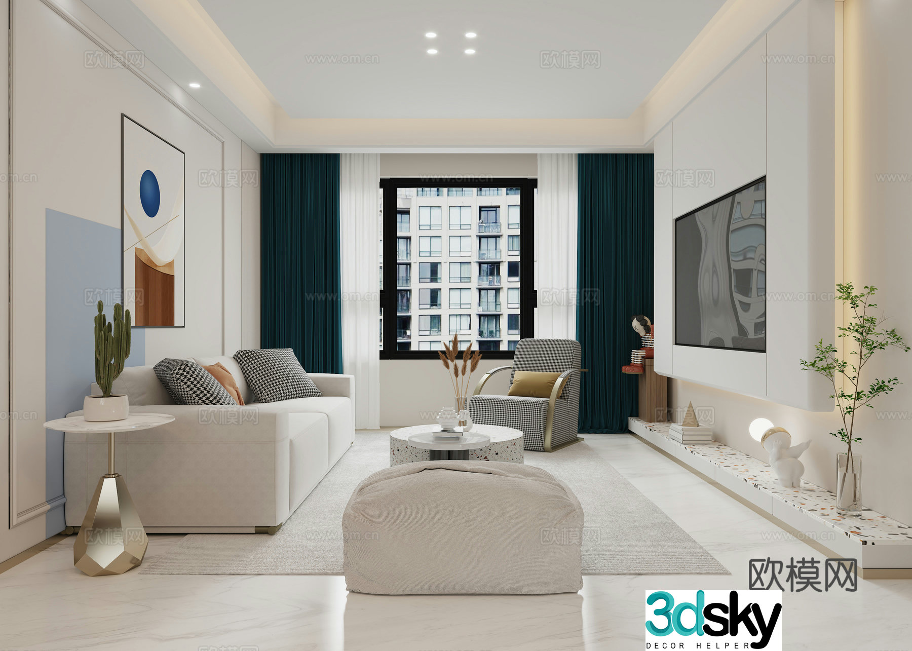 Nordic living and dining room 3D model