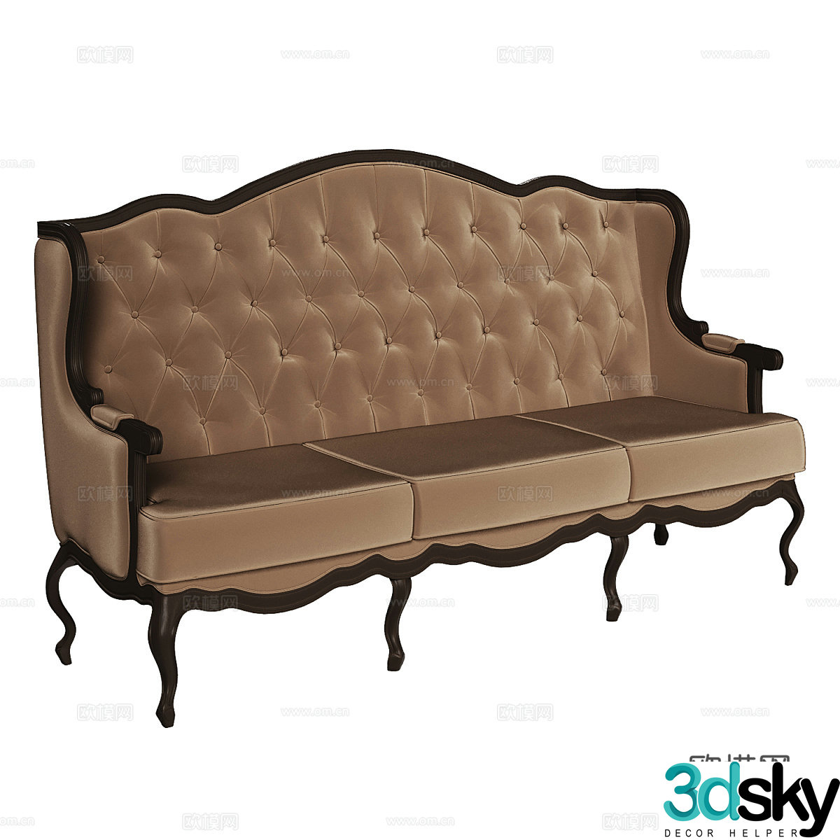 Simple European multi-person sofa three-person sofa fabric sofa casual sofa booth sofa 3D model