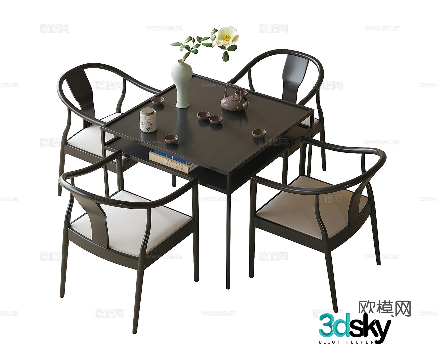 Chinese tea table and chair combination tea chair tea table 3D model