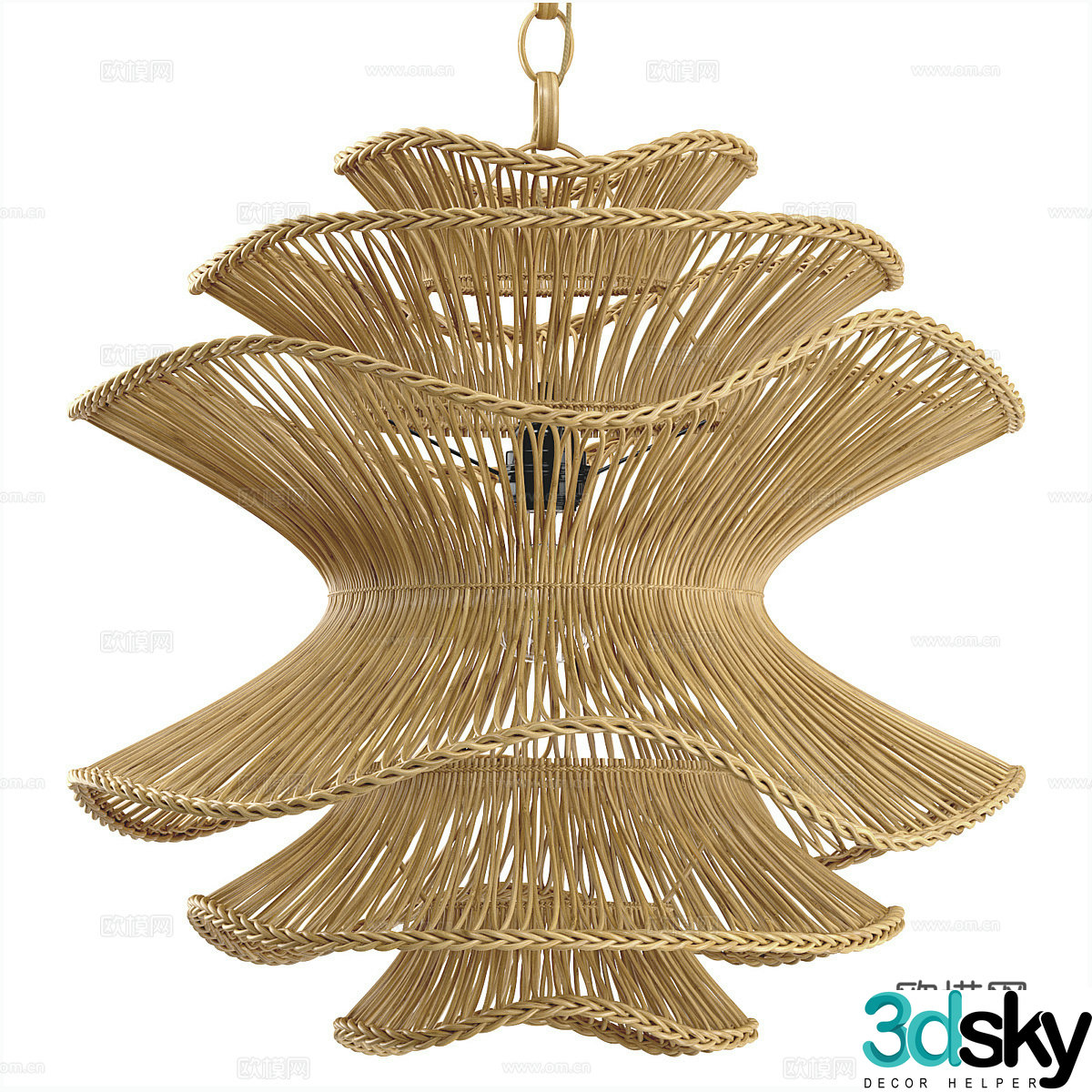 New Chinese style bamboo wicker weaving Alondra chandelier 3d model