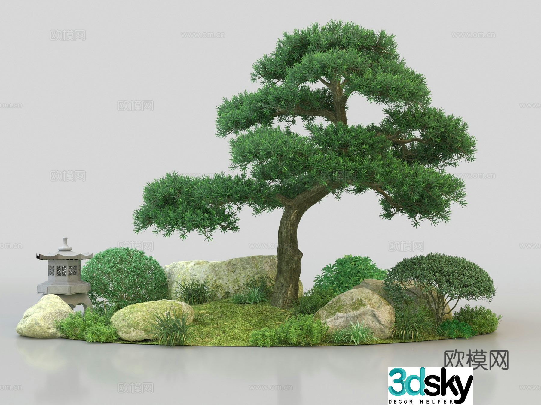 Populus Arhat Shrub Flowers and Plants Cleanup 3D Model