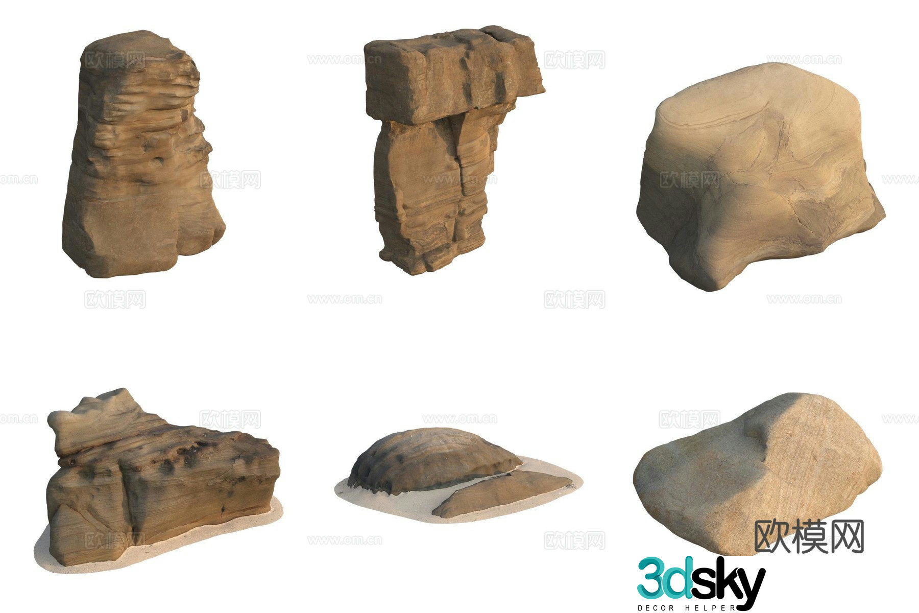 Beach beach stone rock 3d model