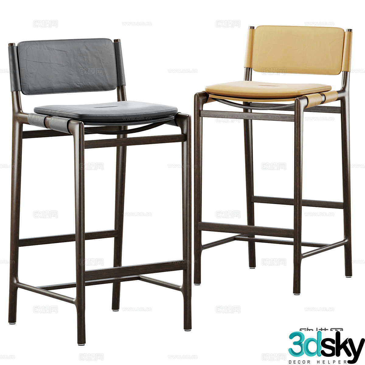 New Chinese style bar chair 3D model