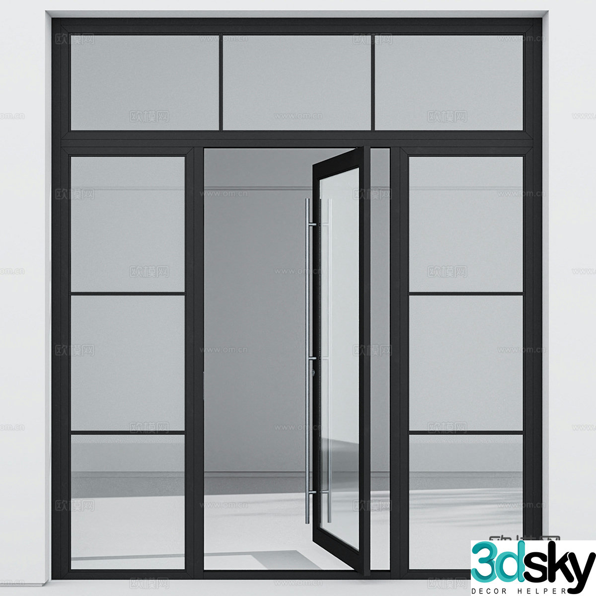 Glass aluminum door 3d model