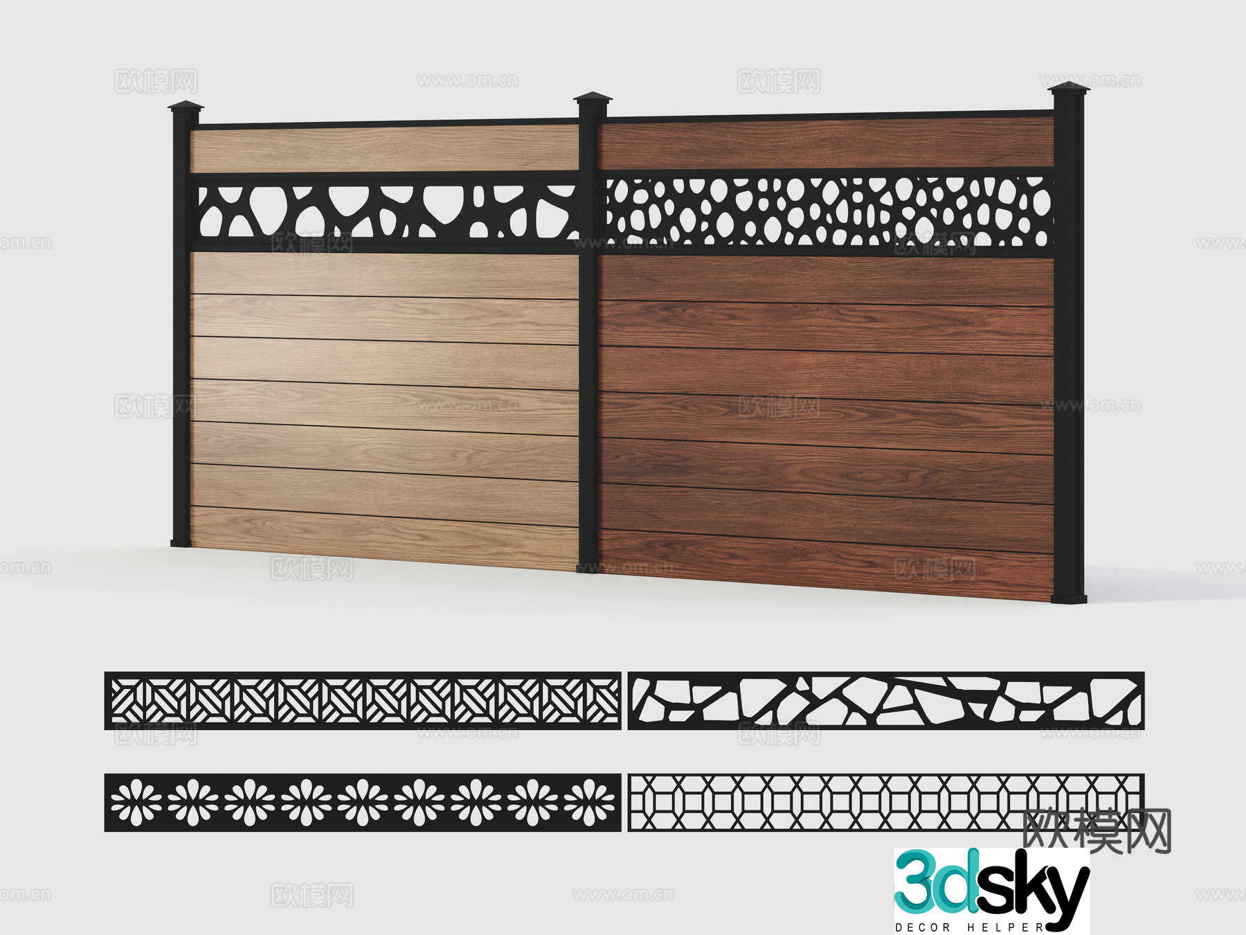 Plastic wood fence Fence Anticorrosion Wooden Fence Garden Railing 3D Model