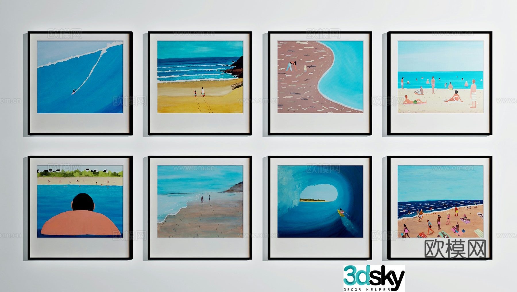 Modern decorative paintings Combination hanging paintings Comic hanging paintings 3D model
