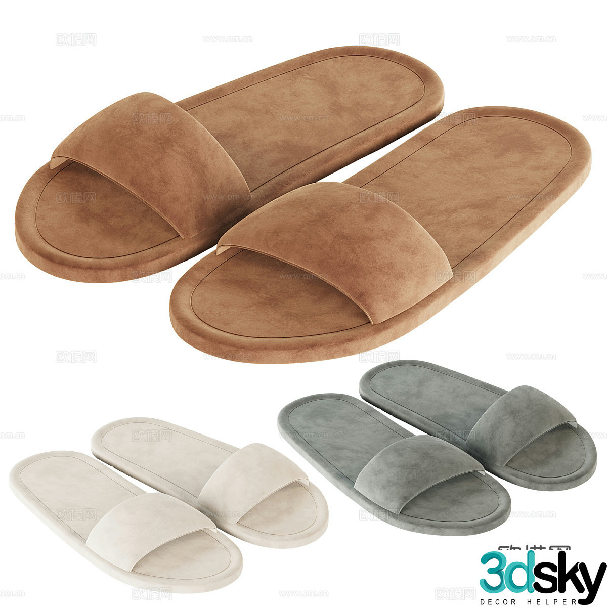 Modern House Slippers 3D Model