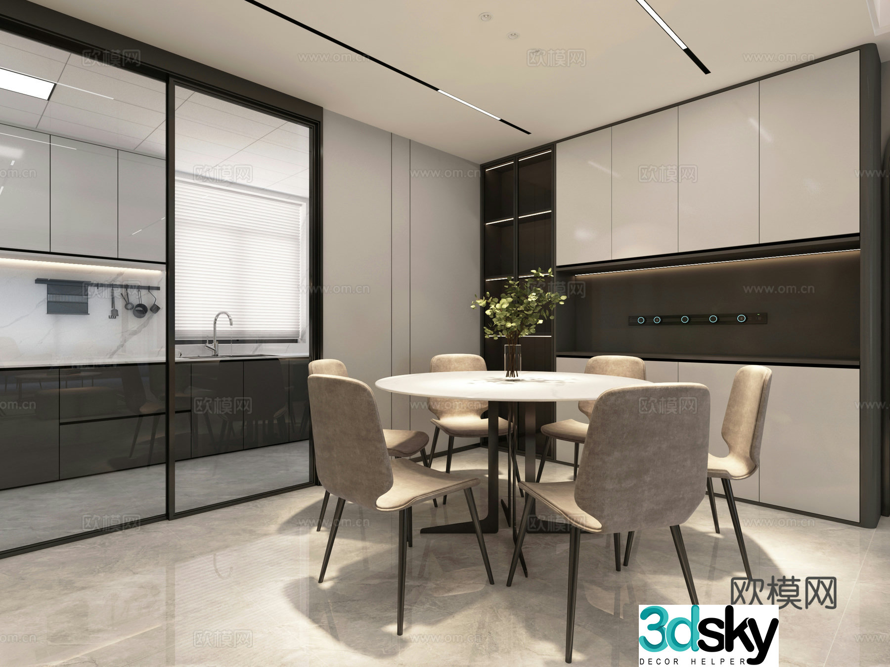 Modern restaurant with no owner light design 3d model