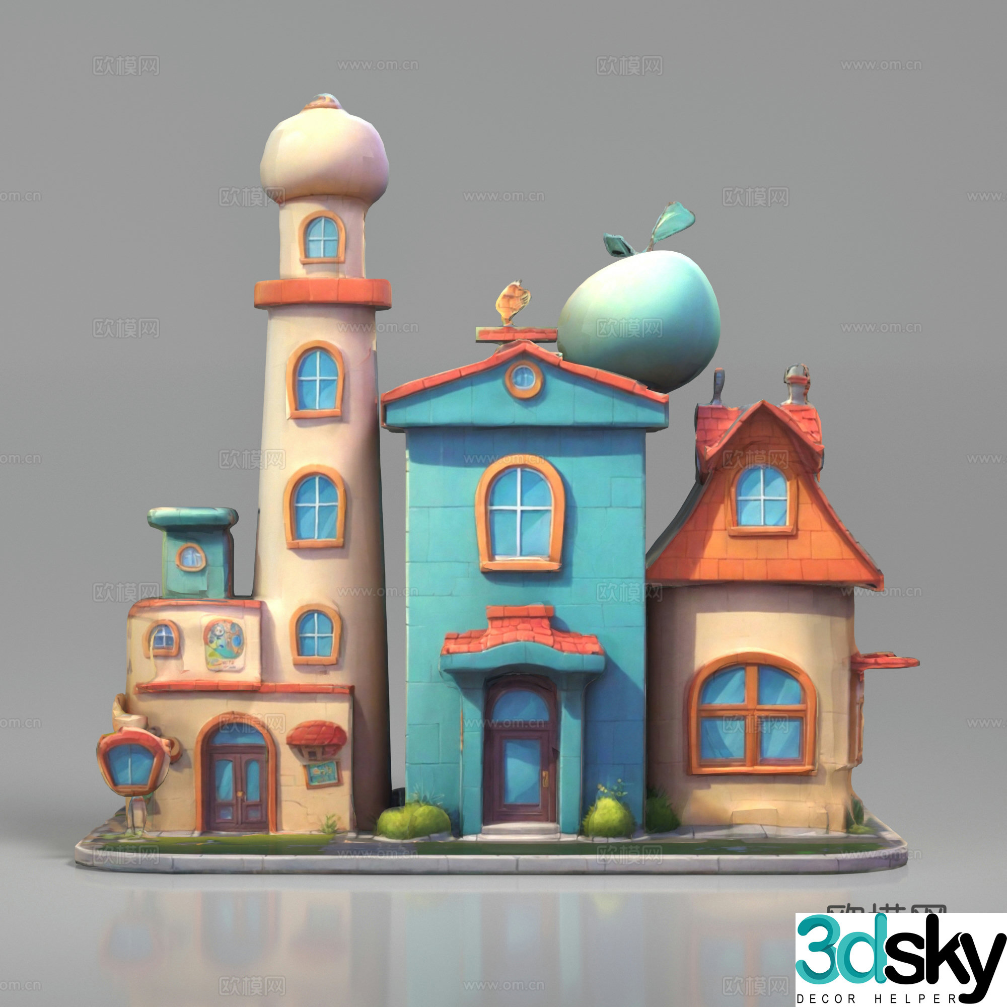 Cartoon Game Anime Building Low-Side Building Villa Hut 3D Model