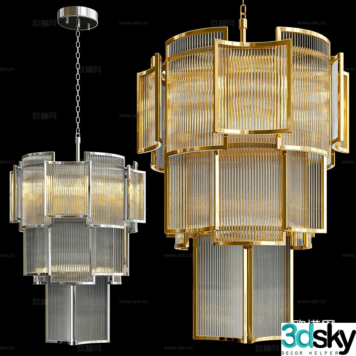 New Chinese light luxury Eichholtz chandelier 3d model
