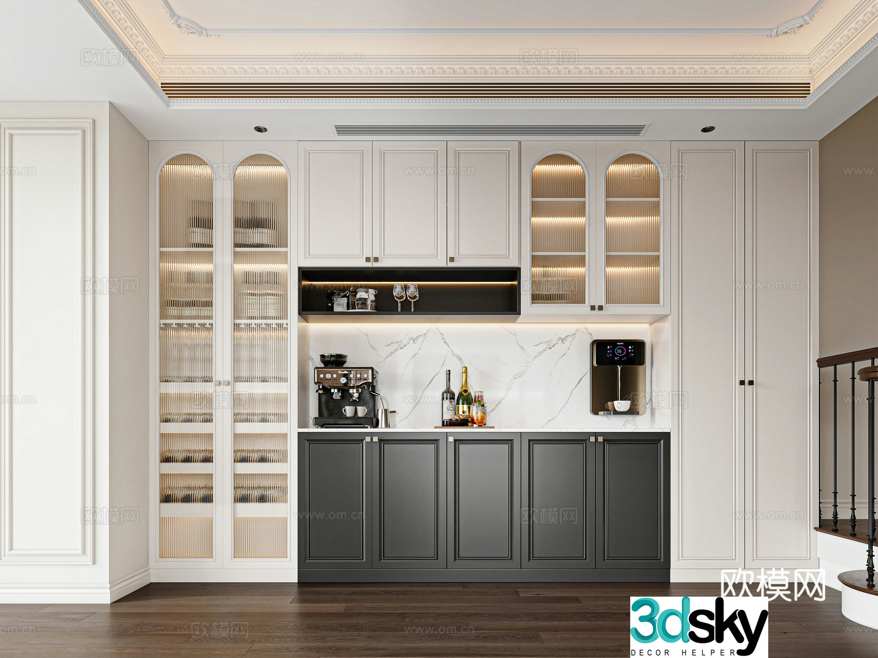 French sideboard glass wine cabinet coffee machine French wine cabinet American wine cabinet American sideboard 3D model