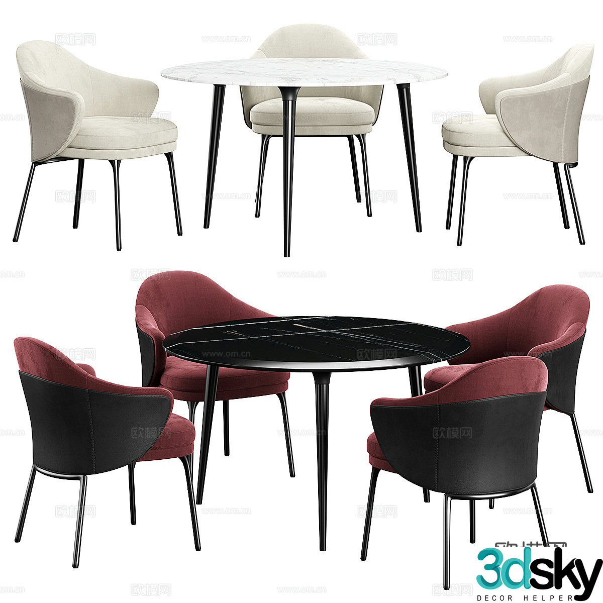 Modern Italian dining table and chair 3d model