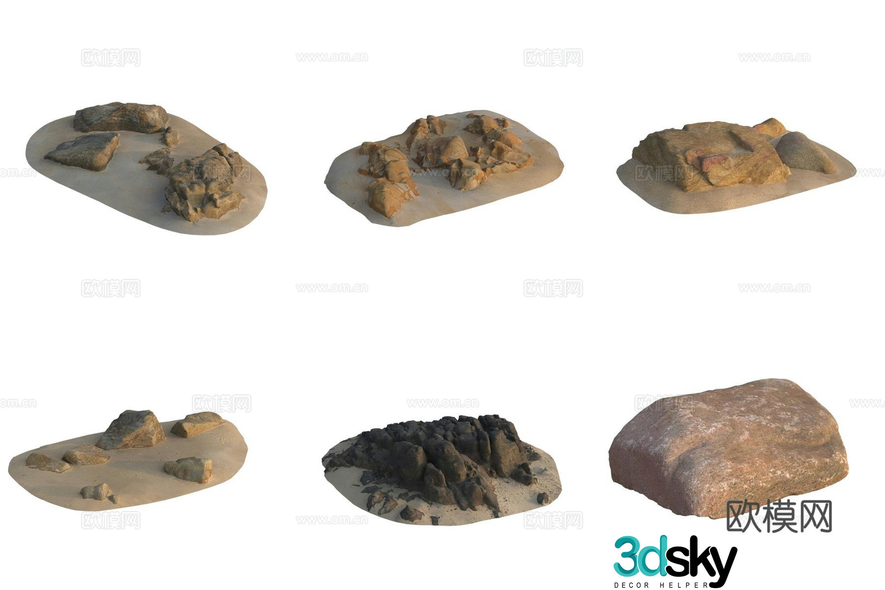 Beach beach stone rock 3d model