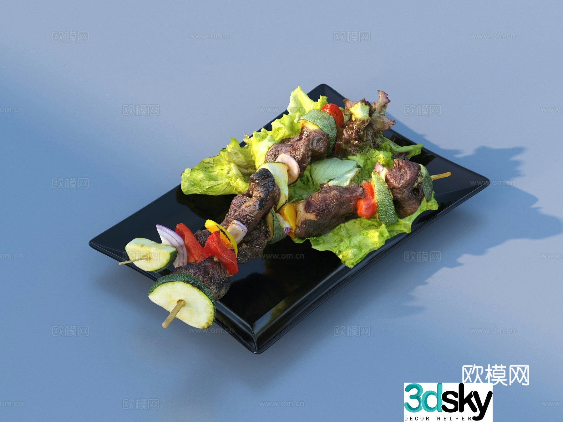 Barbecue meat slices food food food 3d model