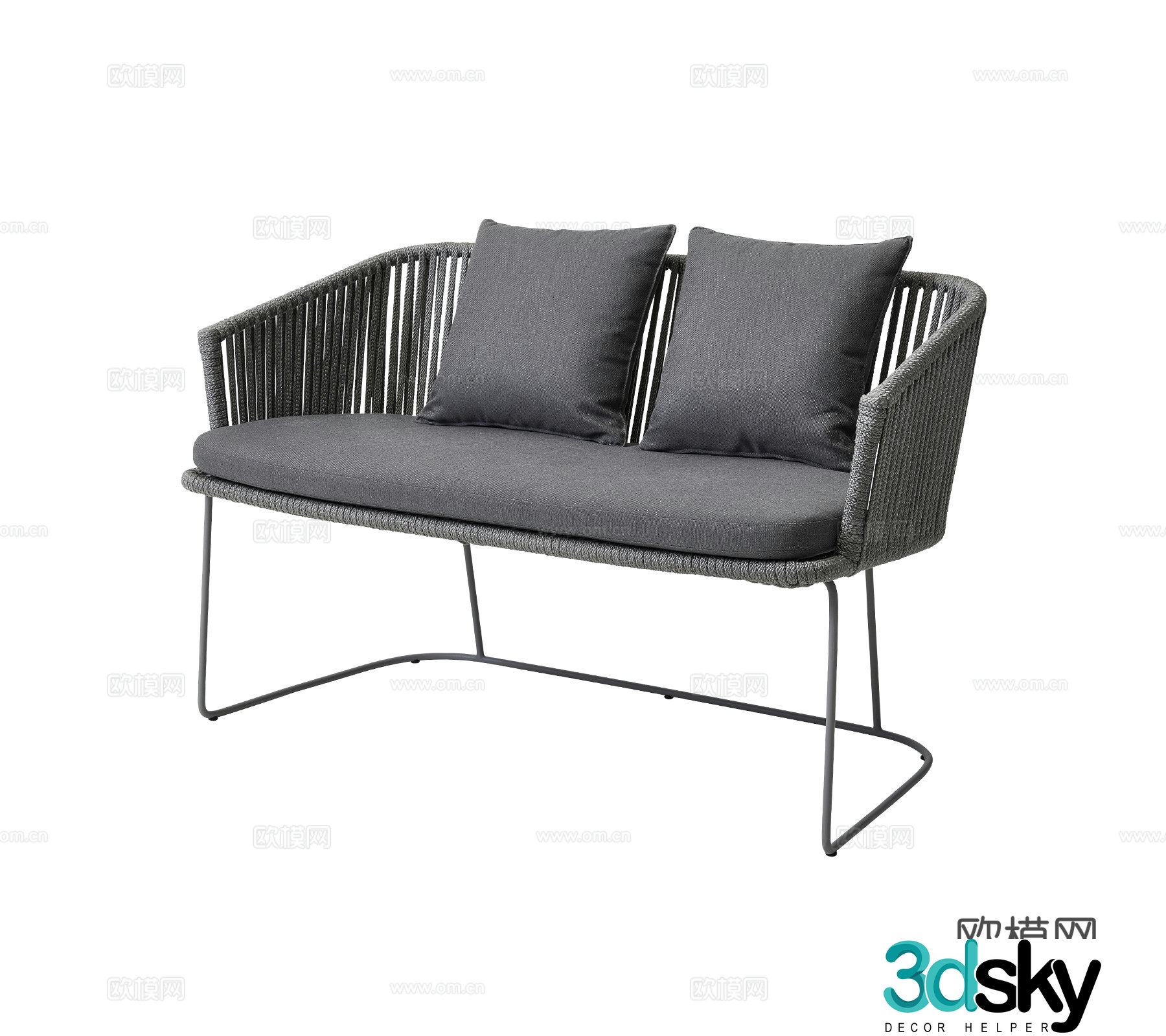 Modern outdoor home decoration workwear double fabric metal leisure chair combination 3D model