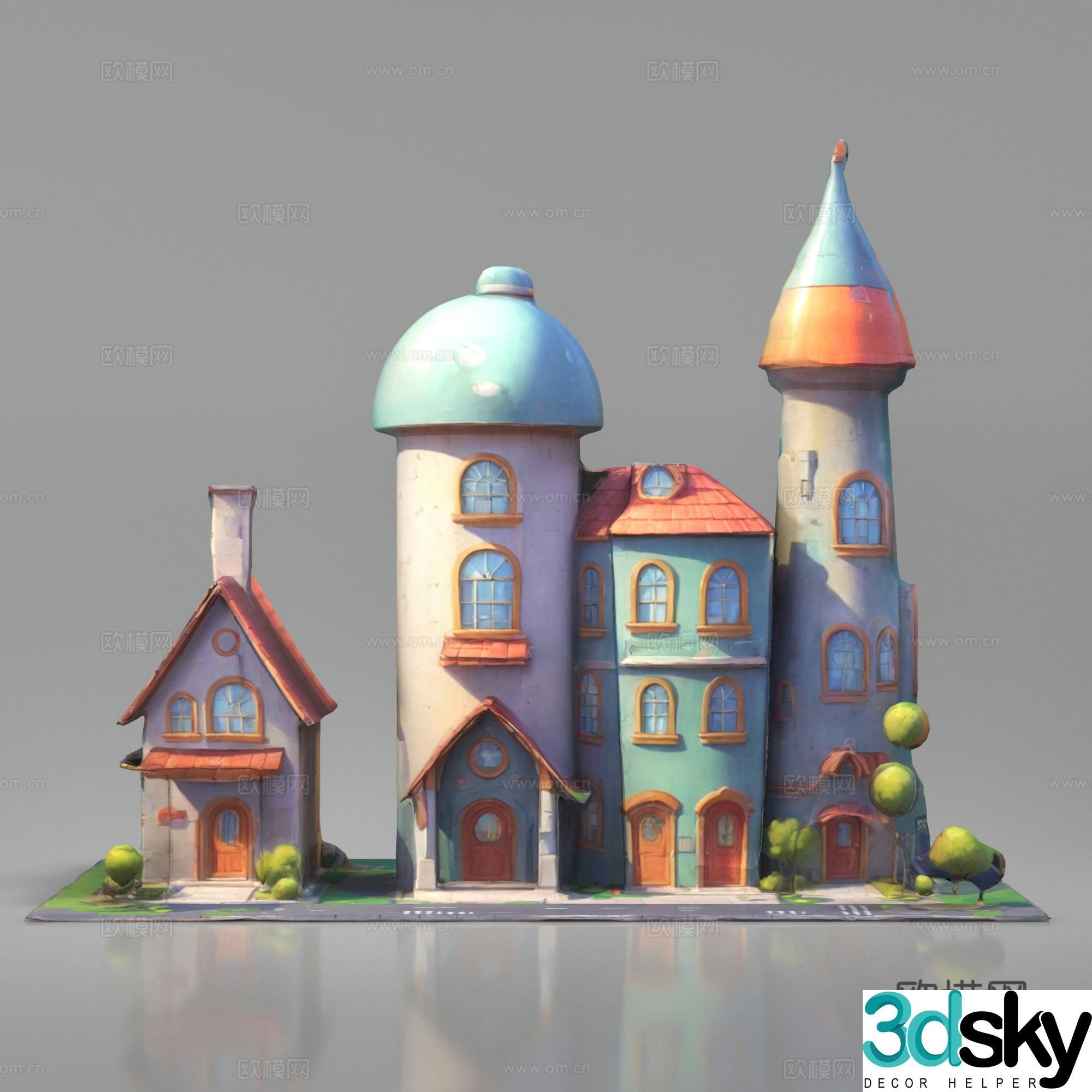 Cartoon Game Anime Building Low-Side Building Villa Hut 3D Model