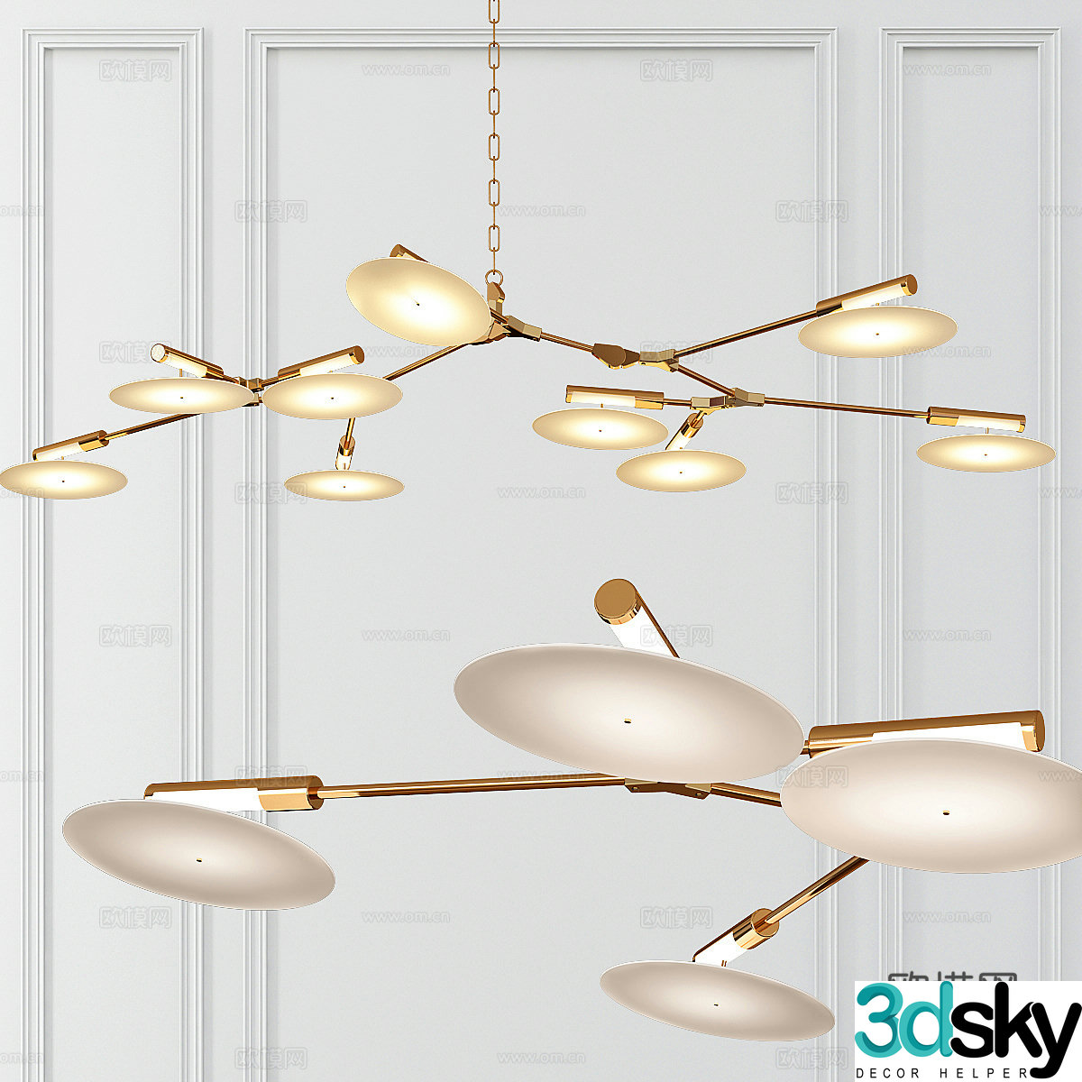 Modern light luxury decorative chandeliers 3d model
