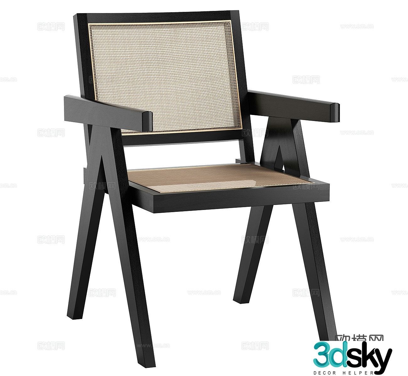 Wasabi wind single chair Wasabi wind dining chair Rattan dining chair Rattan dining chair Rattan single chair Rattan leisure chair B&B 3D model