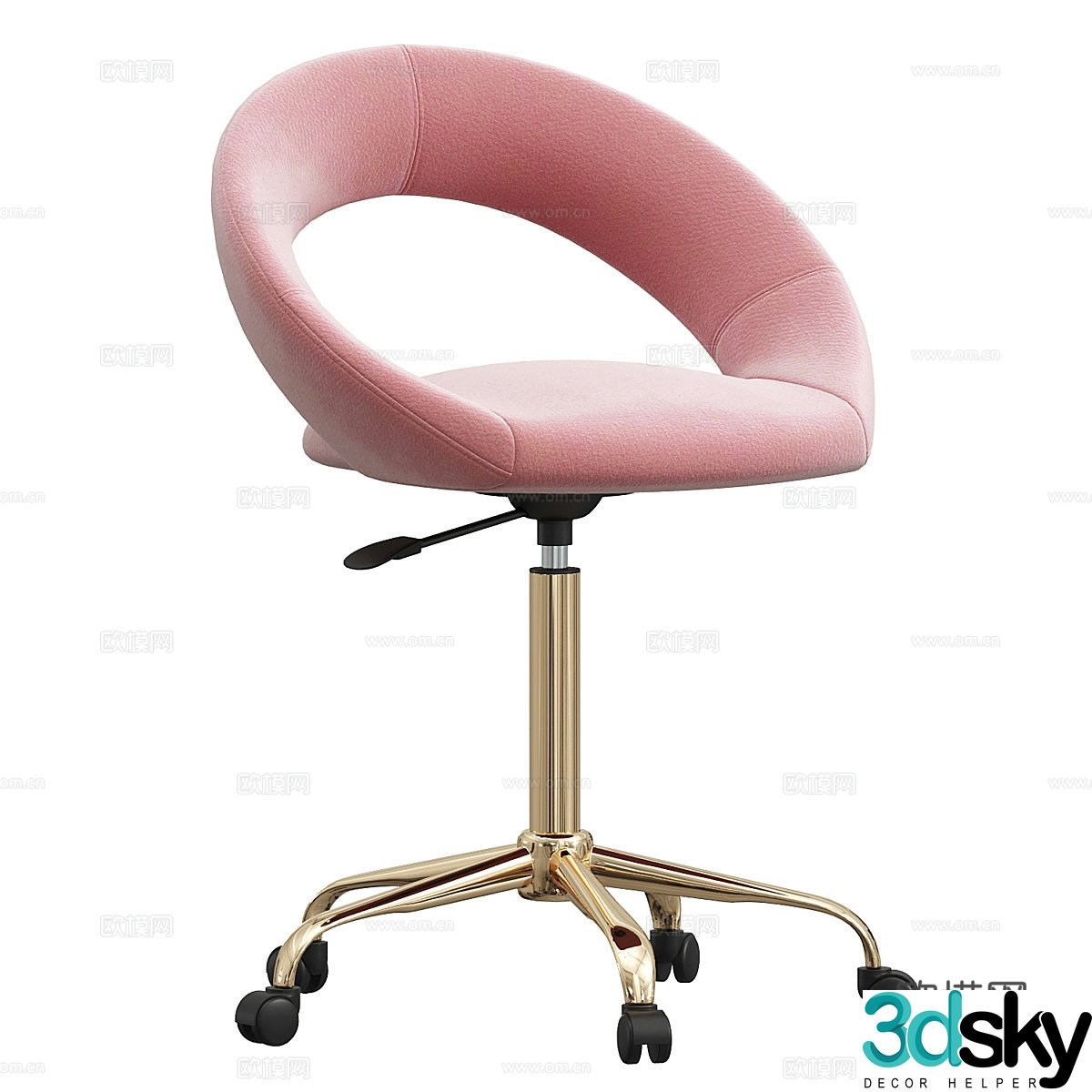 Modern light luxury Velvet work chair 3d model