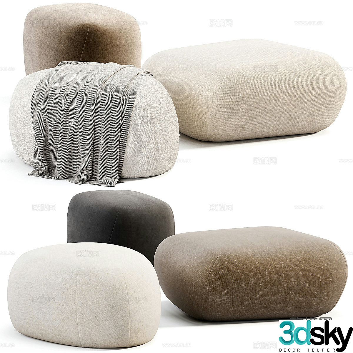 Modern sofa stool 3d model