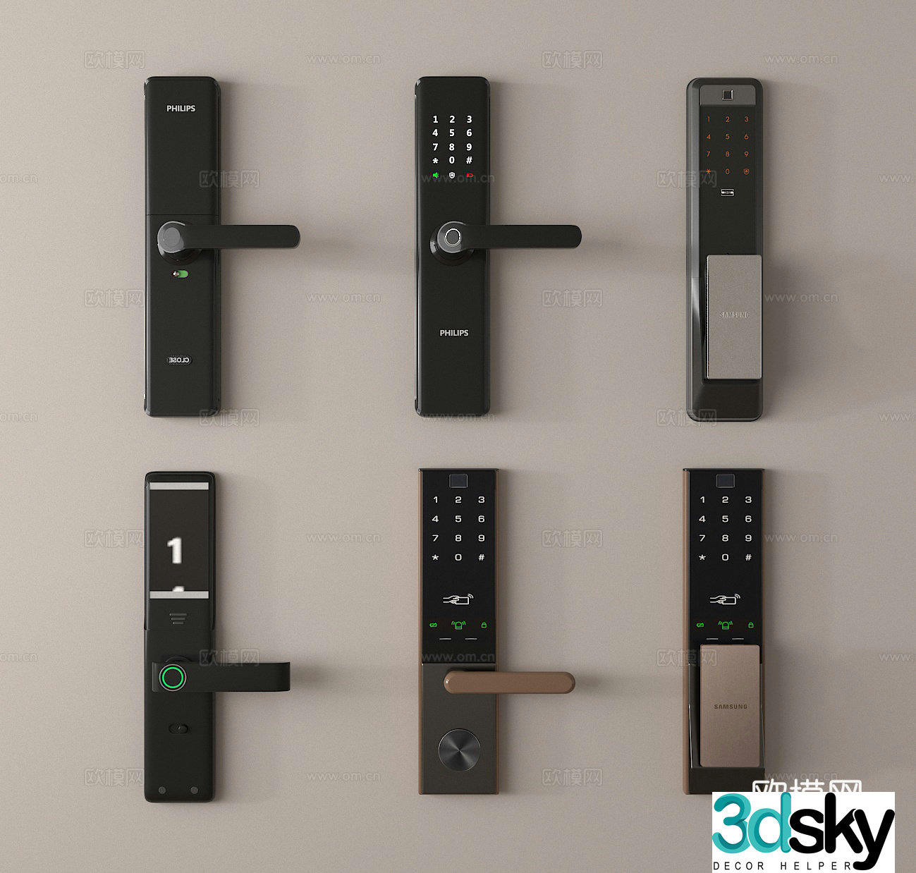 Smart lock Fingerprint lock Password lock Anti-theft lock Door lock 3D model