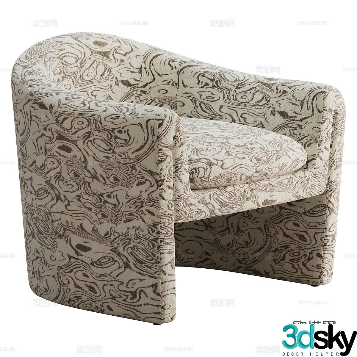 Modern Italian Willow Jacquard Sculpture Chair 3D Model