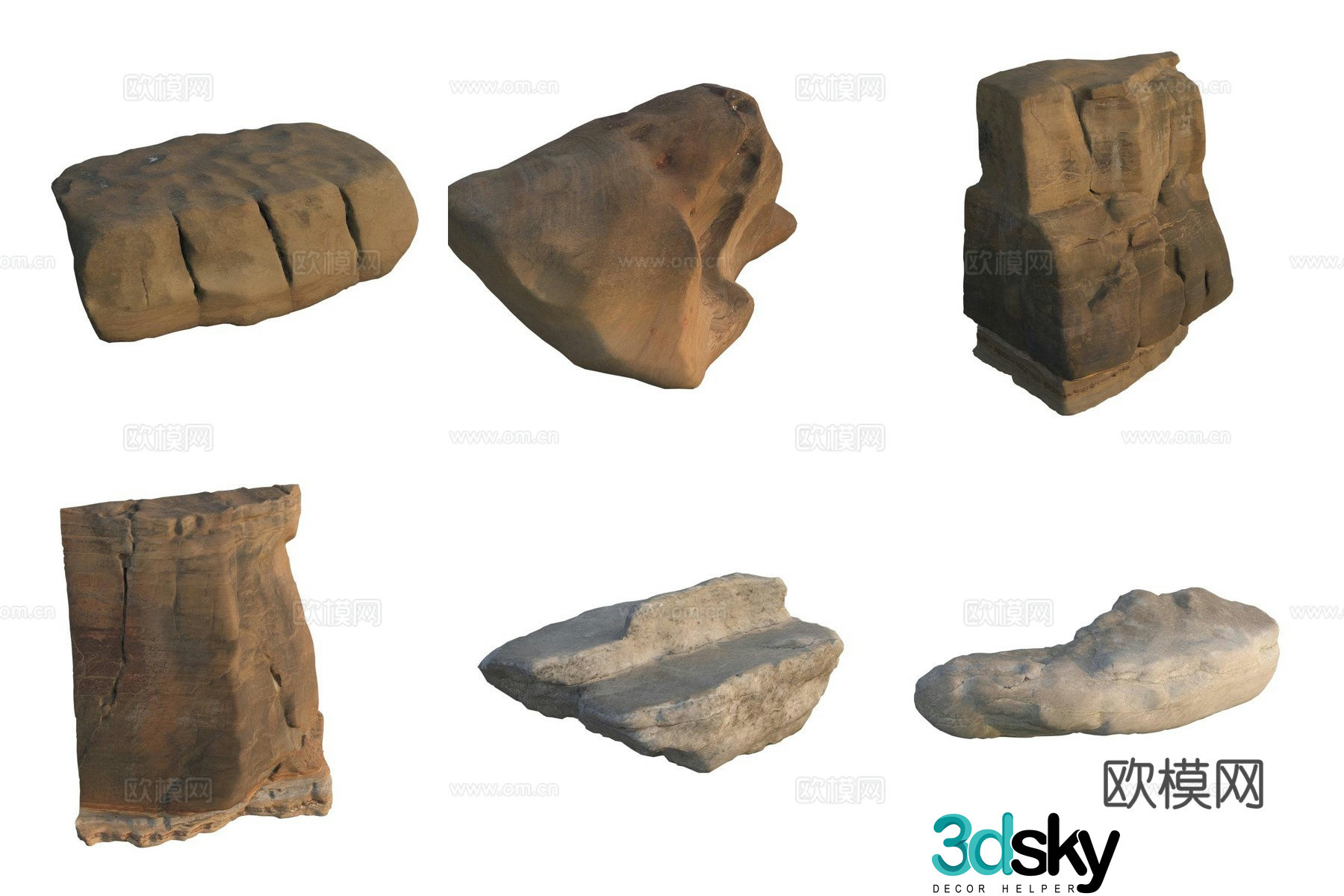 Beach beach stone rock 3d model