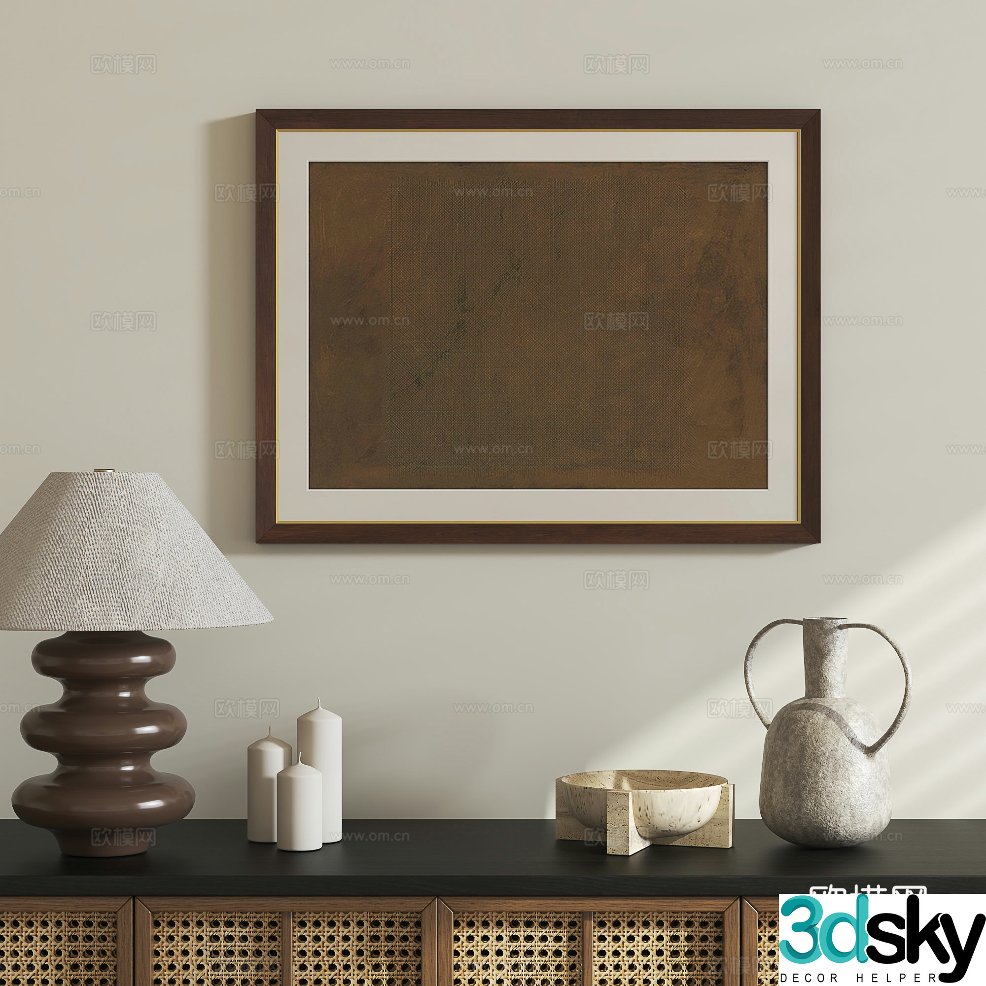 Wasabi style retro hanging painting 3d model