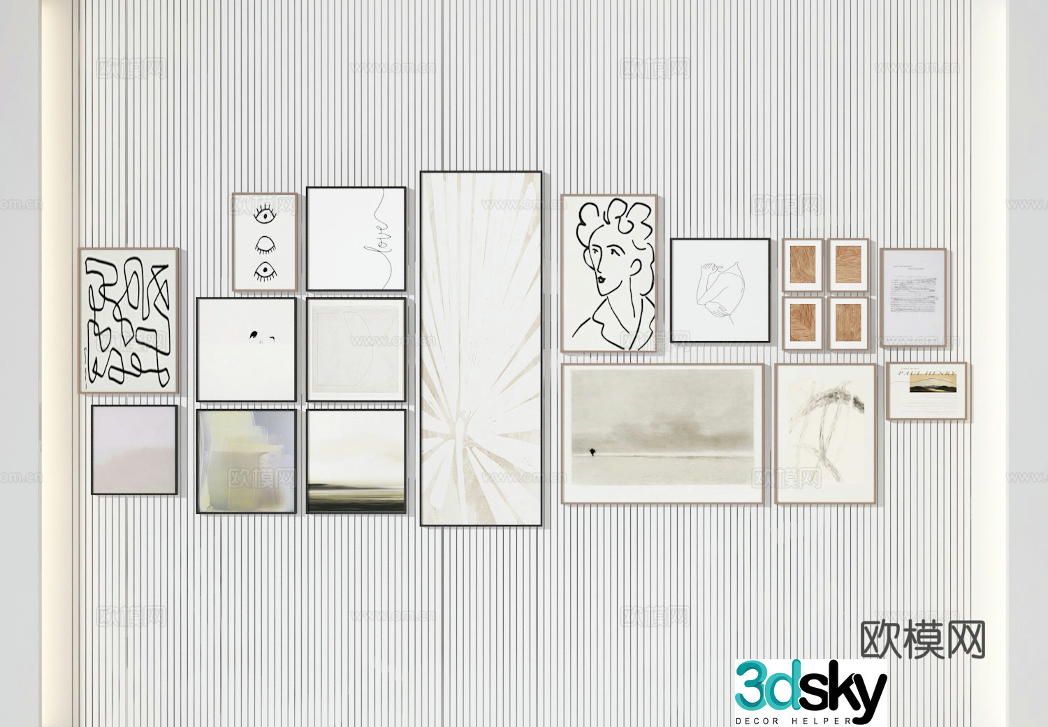 3D model of hanging painting combination