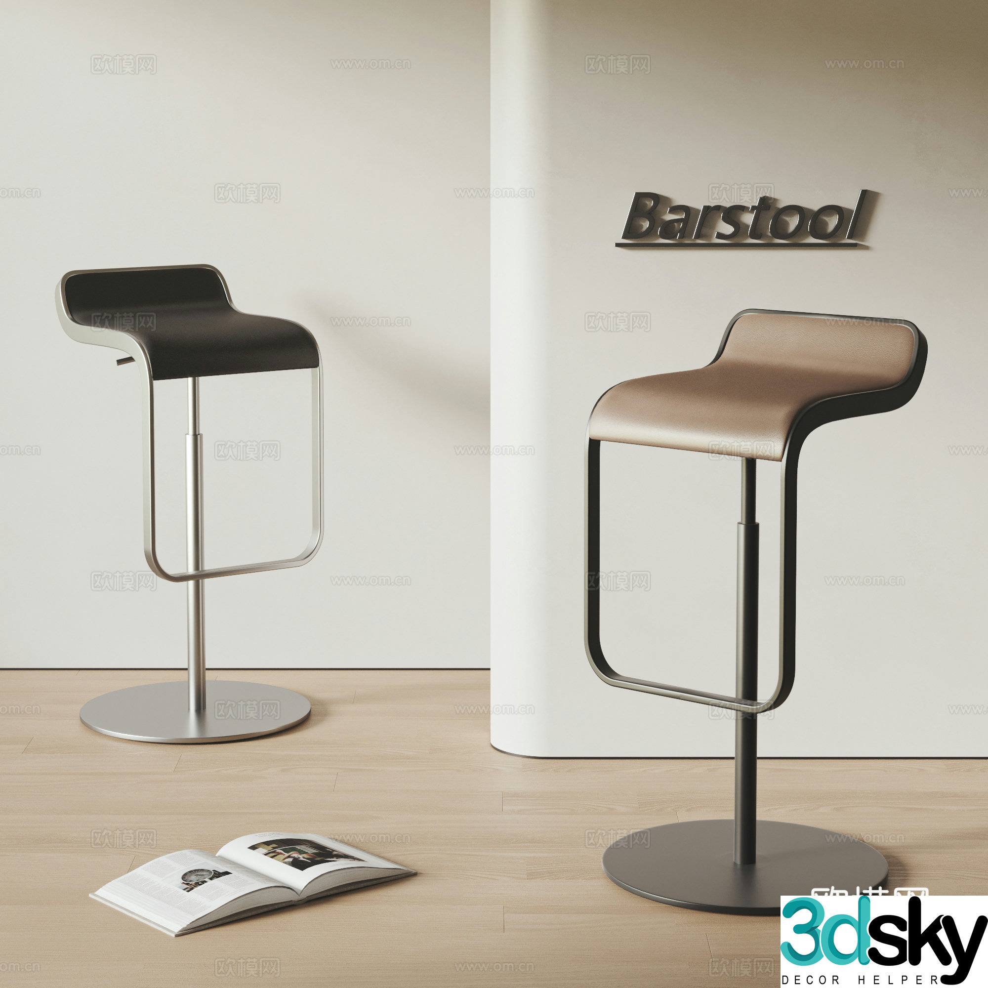 Modern bar chair 3d model