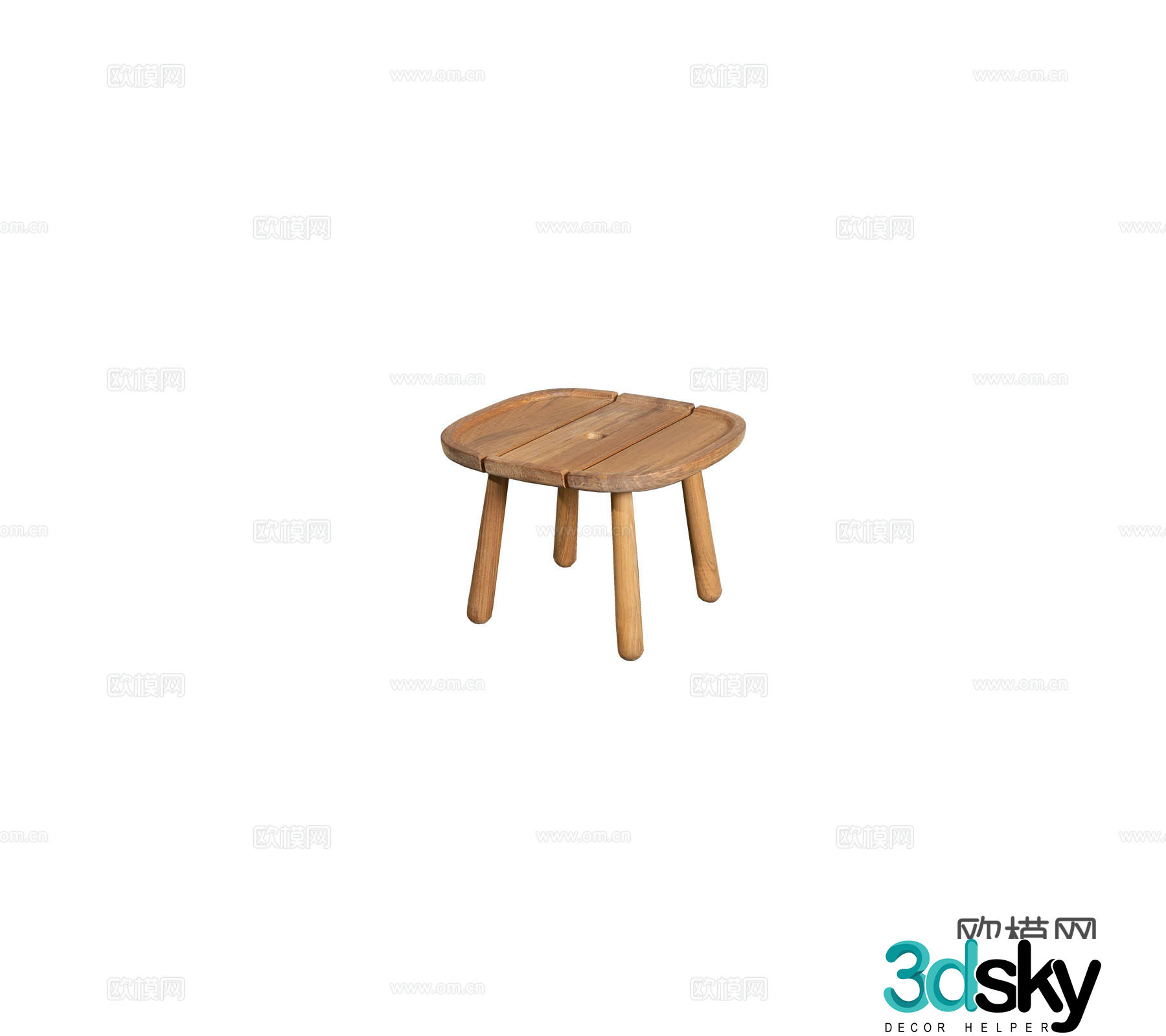 Modern outdoor courtyard garden terrace coffee table side table teak table teak table teak stool combination 3D model