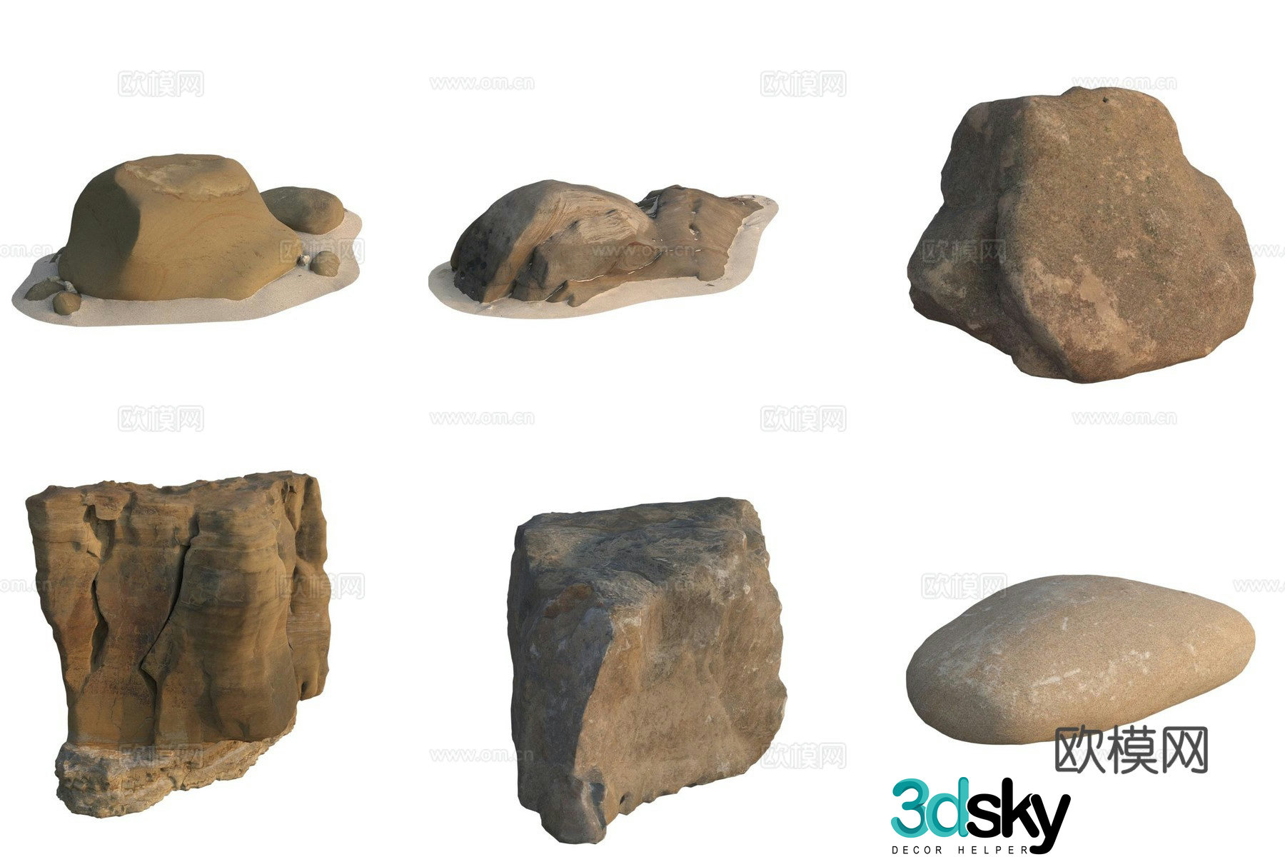 Beach beach stone rock 3d model