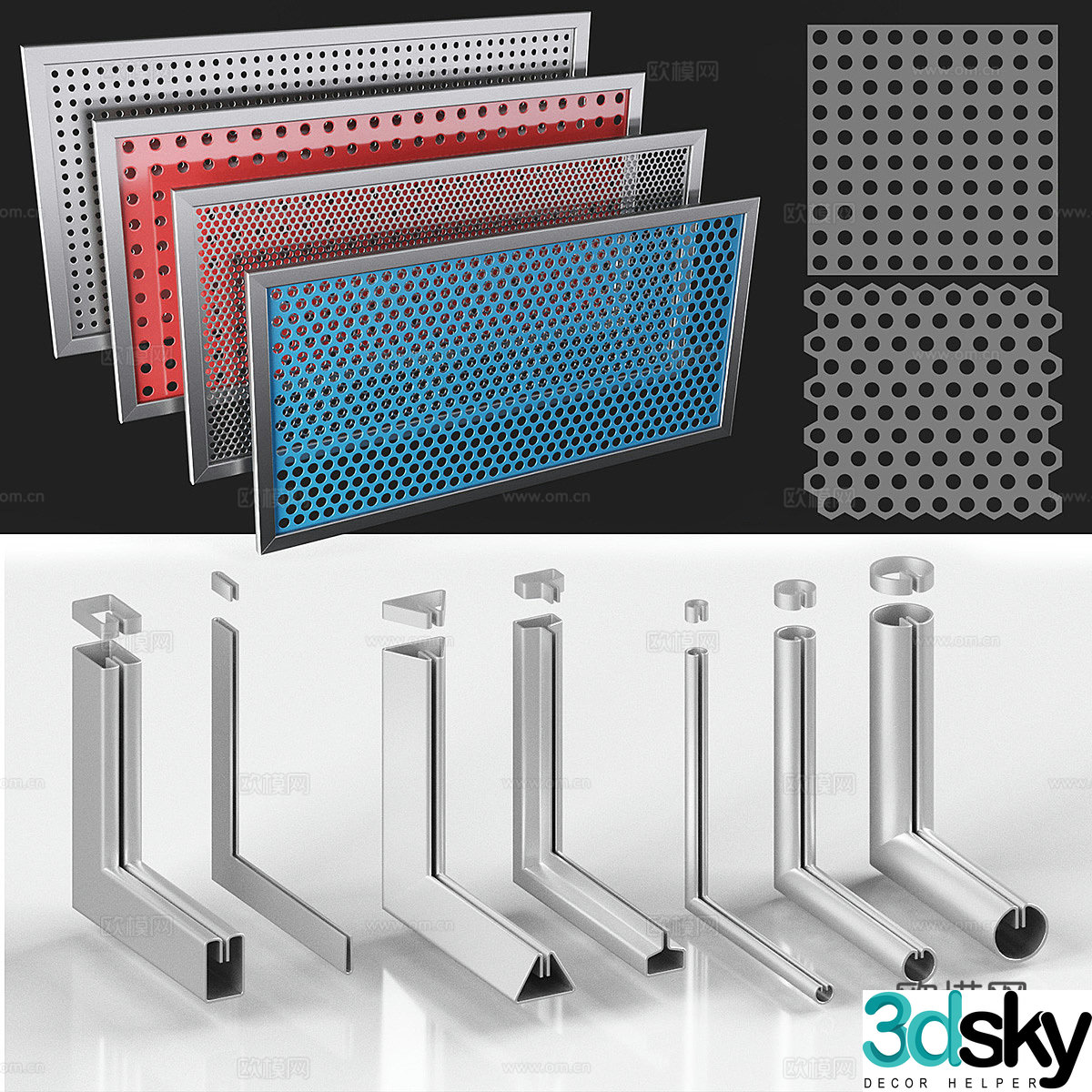 Porous screen (Rv Rg) and profile 3D model