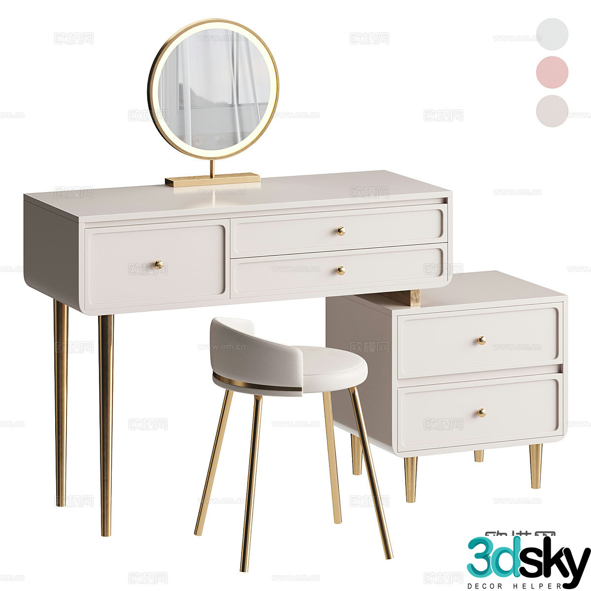 Modern light luxury dressing table 3D model