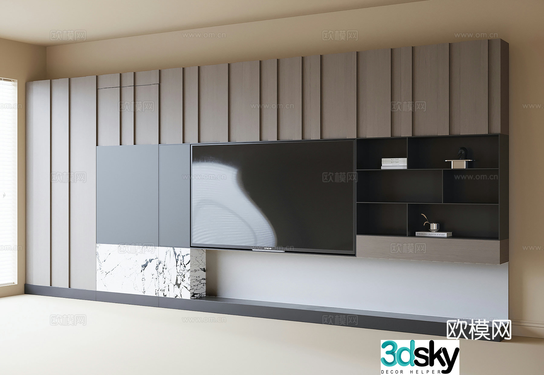 Modern TV background wall TV wall TV cabinet 3d model