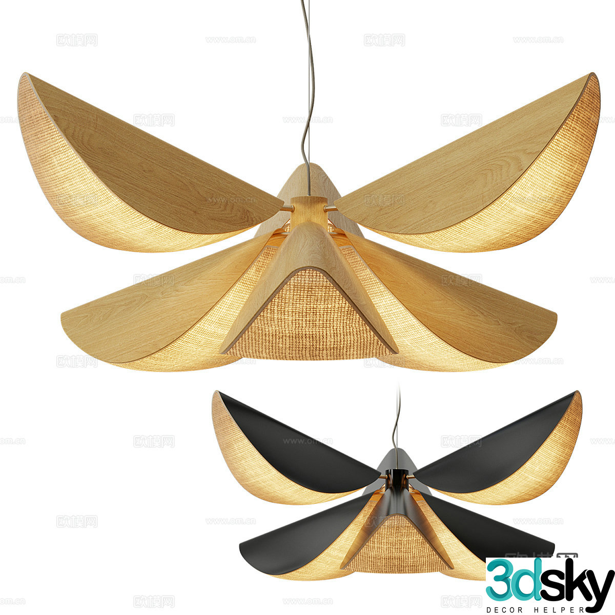 New Chinese style LYS (Forestier) rattan chandelier 3D model