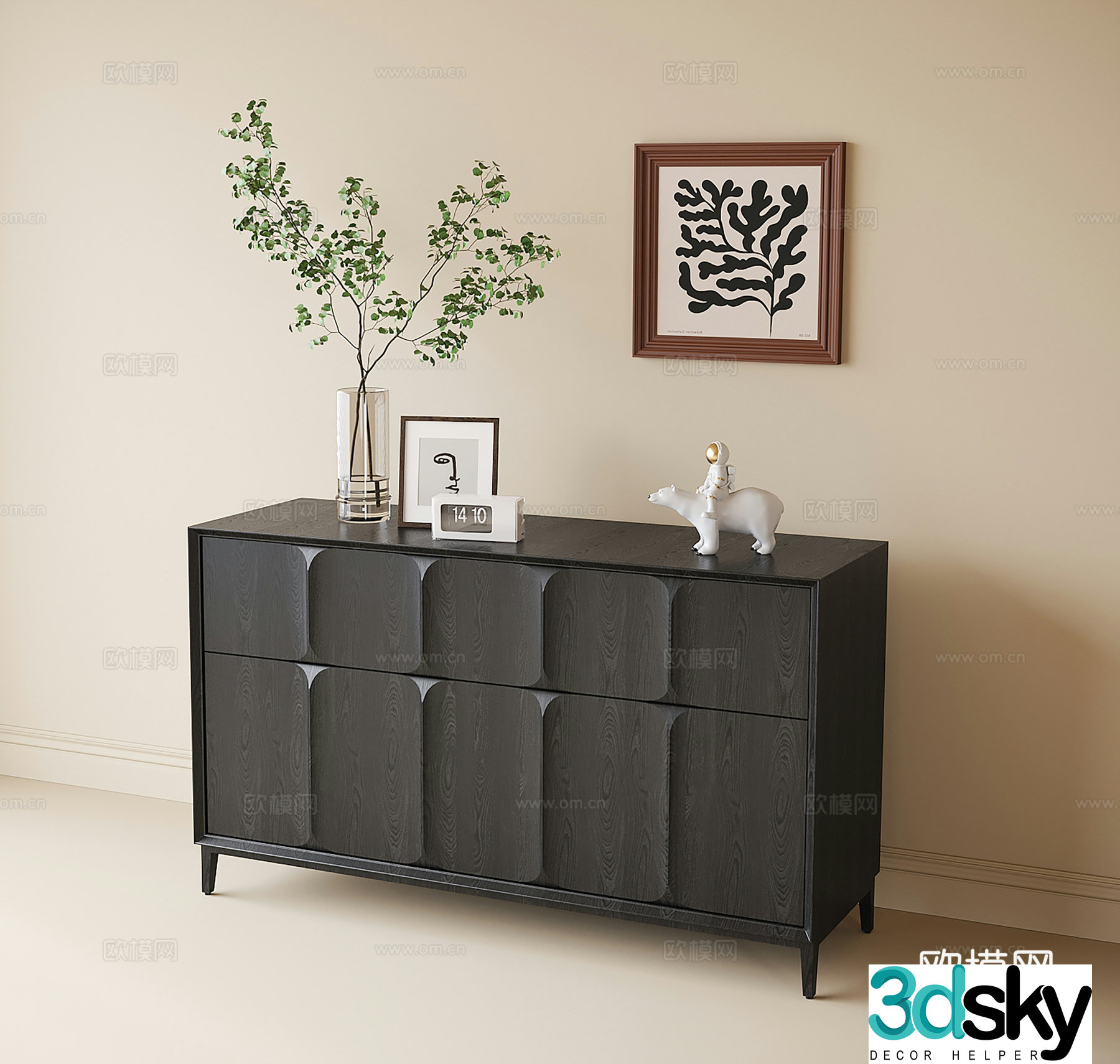 Modern porch cabinet side cabinet 3D model