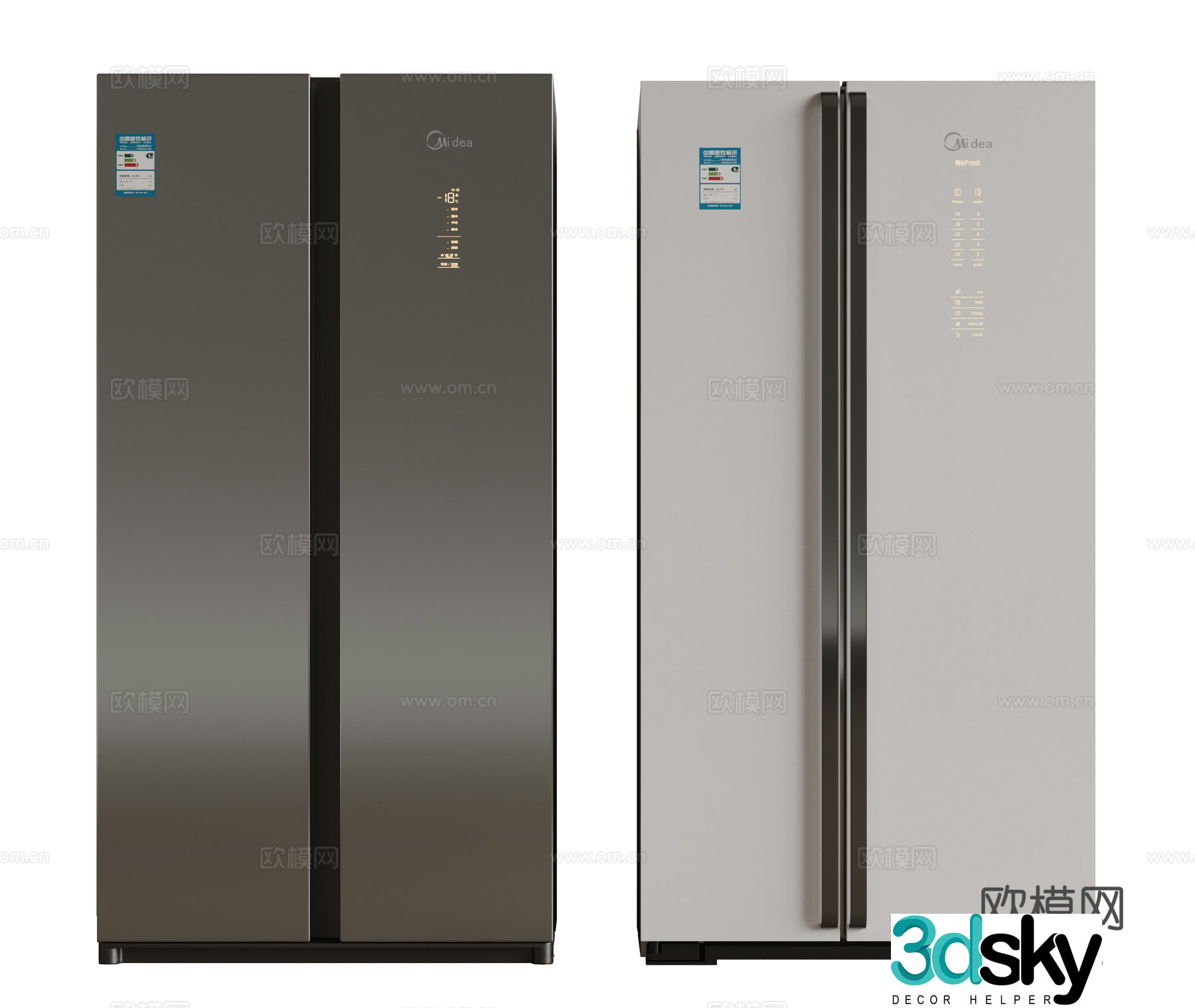 Modern refrigerator zero-embedded refrigerator single and double door refrigerator cross refrigerator double door refrigerator 3D model
