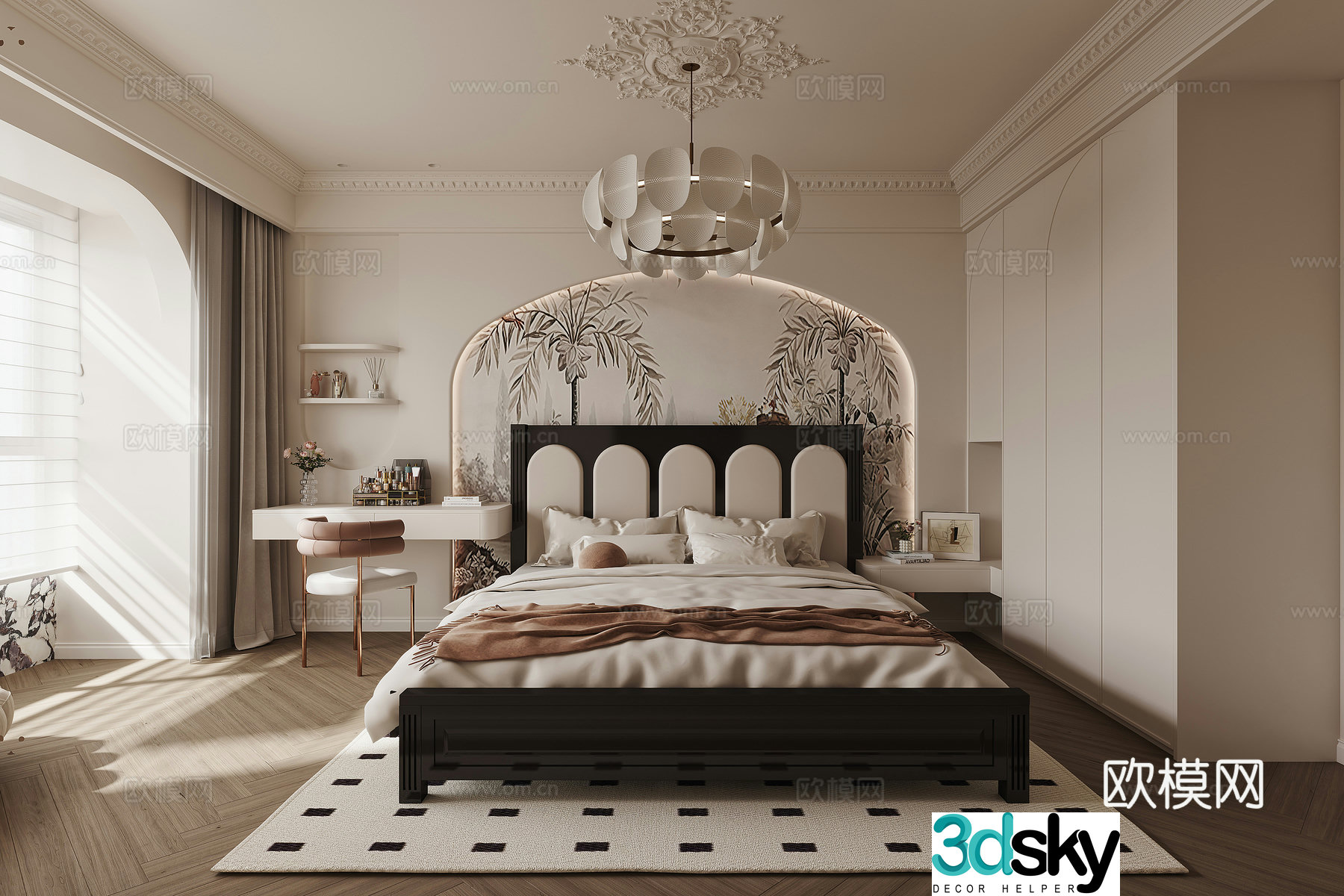 Modern medieval French bedroom 3d model