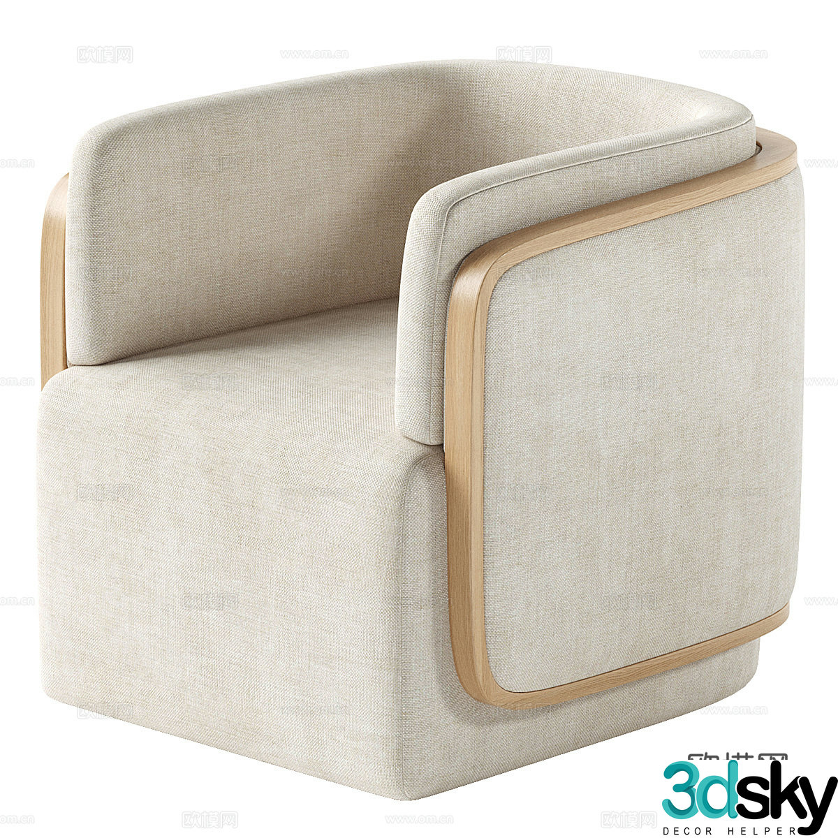 New Chinese single fabric sofa 3D model
