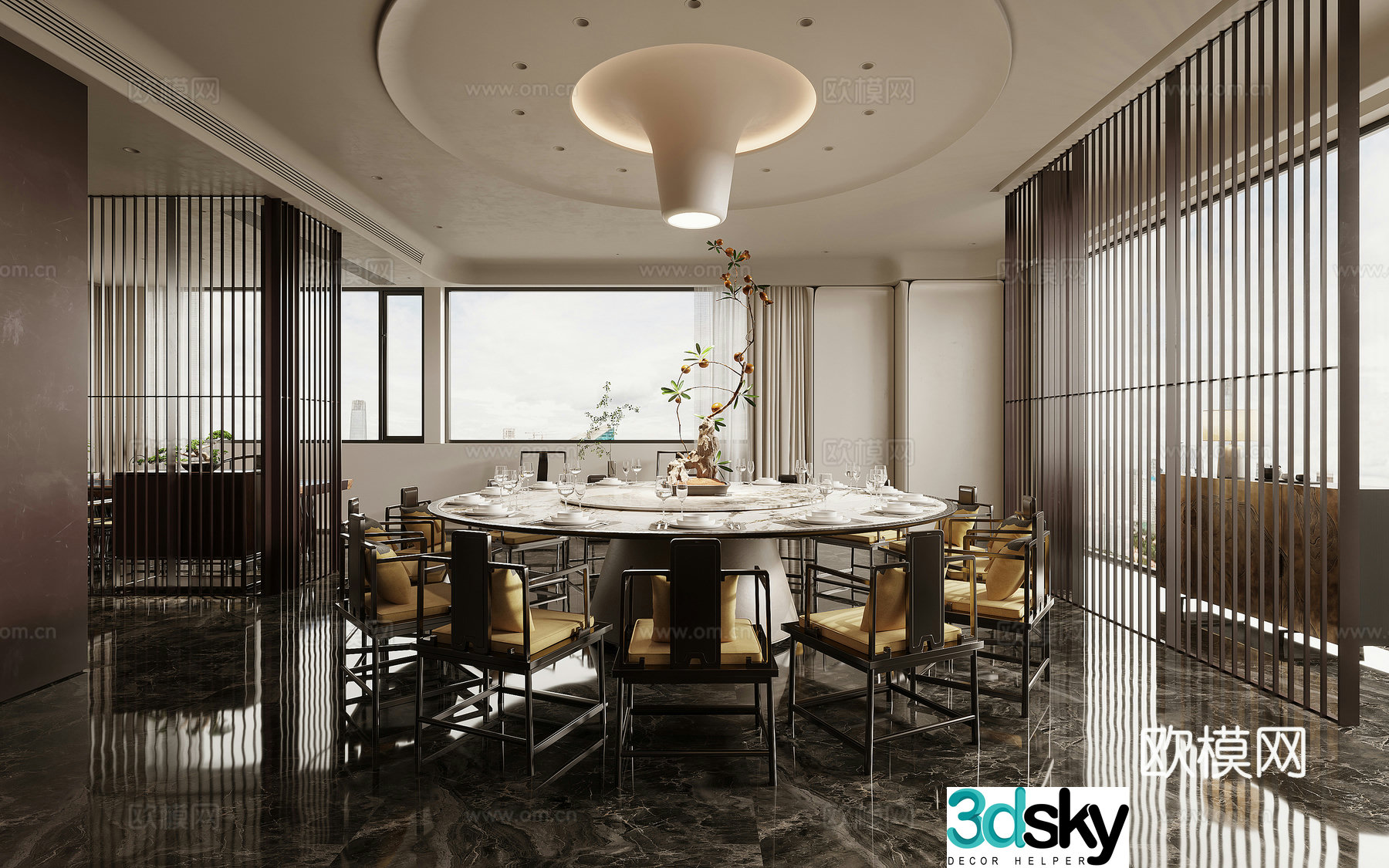 New Chinese-style banquet hall 3D model