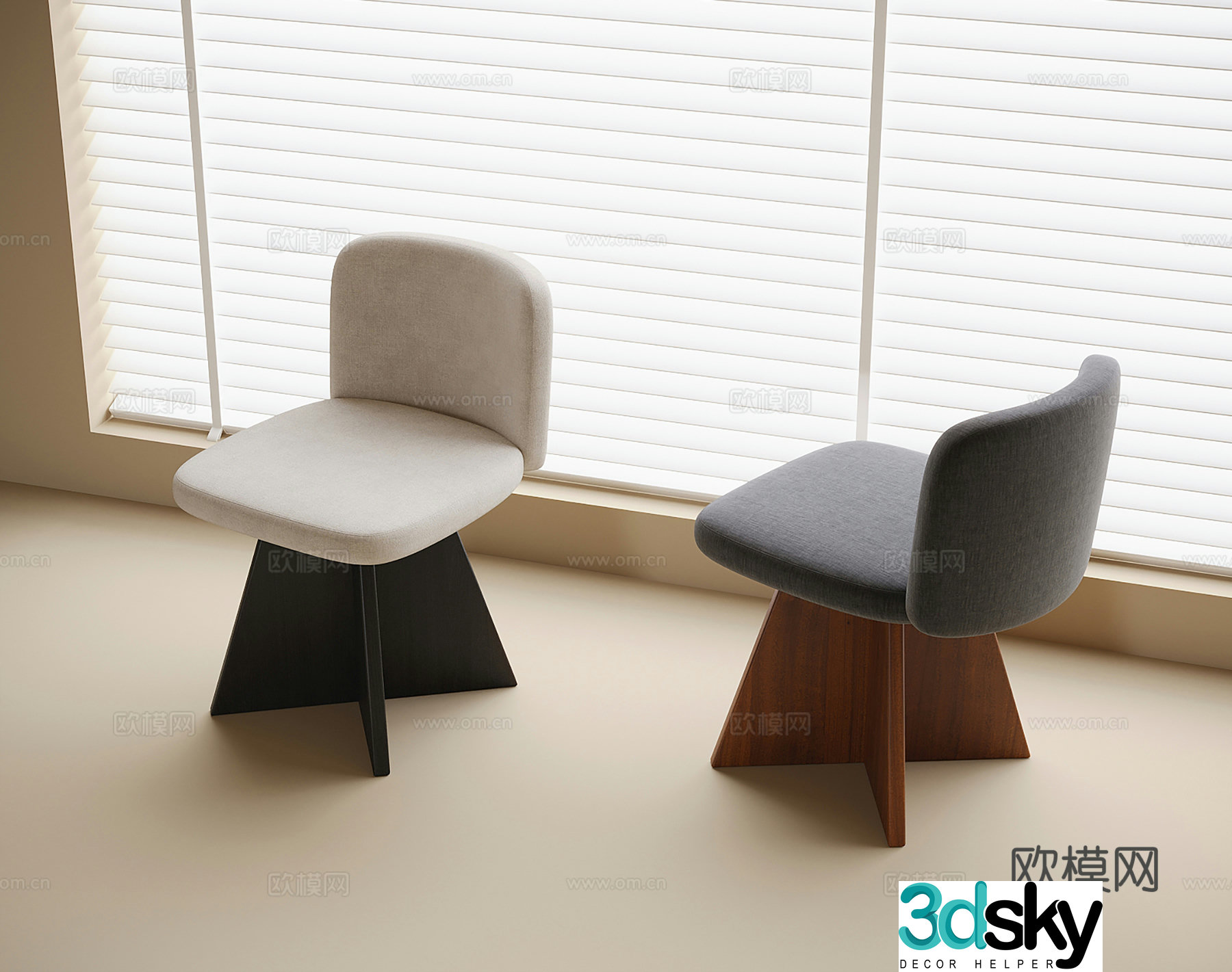 Modern single chair dining chair leisure chair 3d model