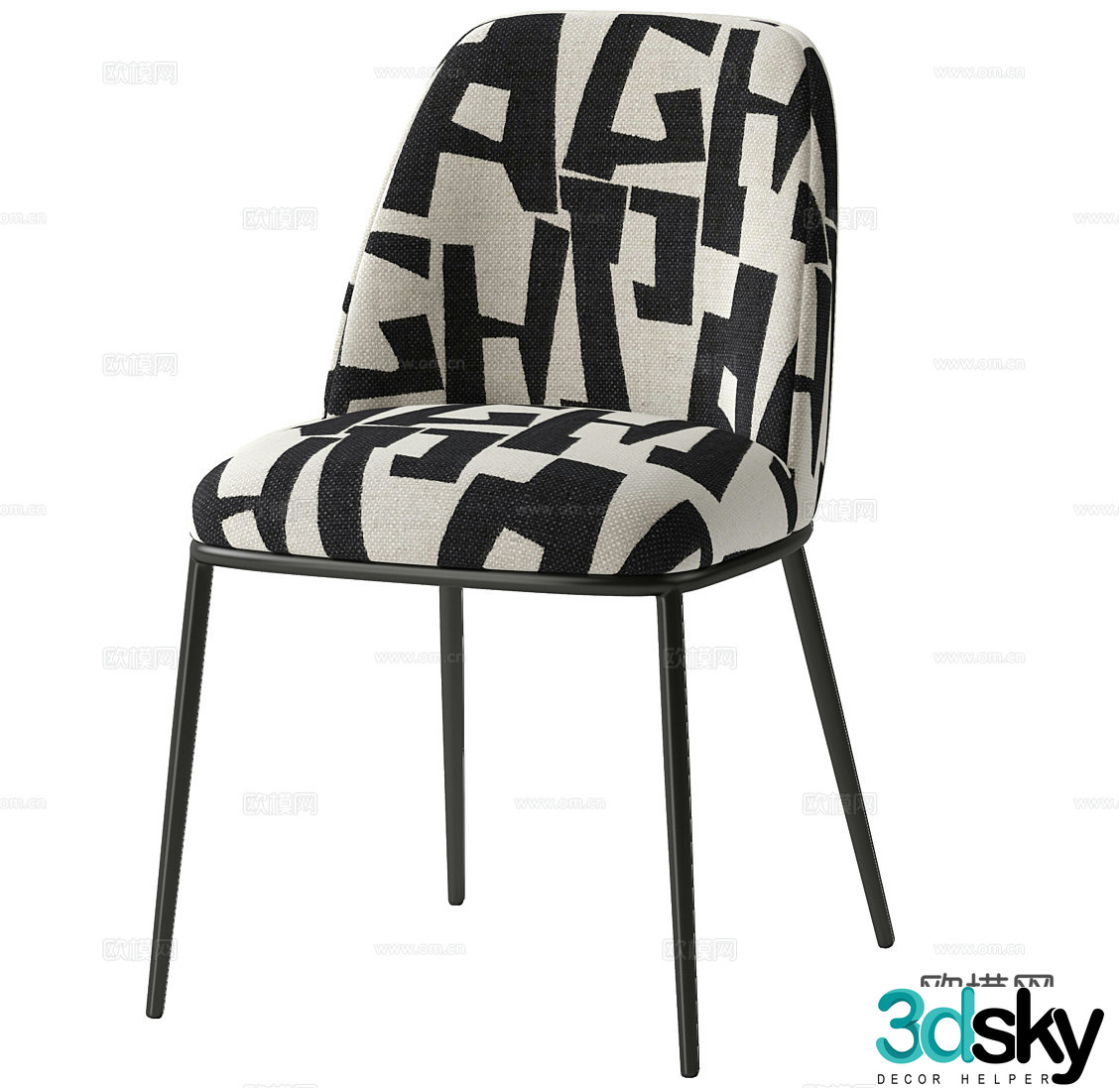 Simple dining chair Simple single chair Simple leisure chair Simple book chair Fabric book chair Fabric leisure 3D model