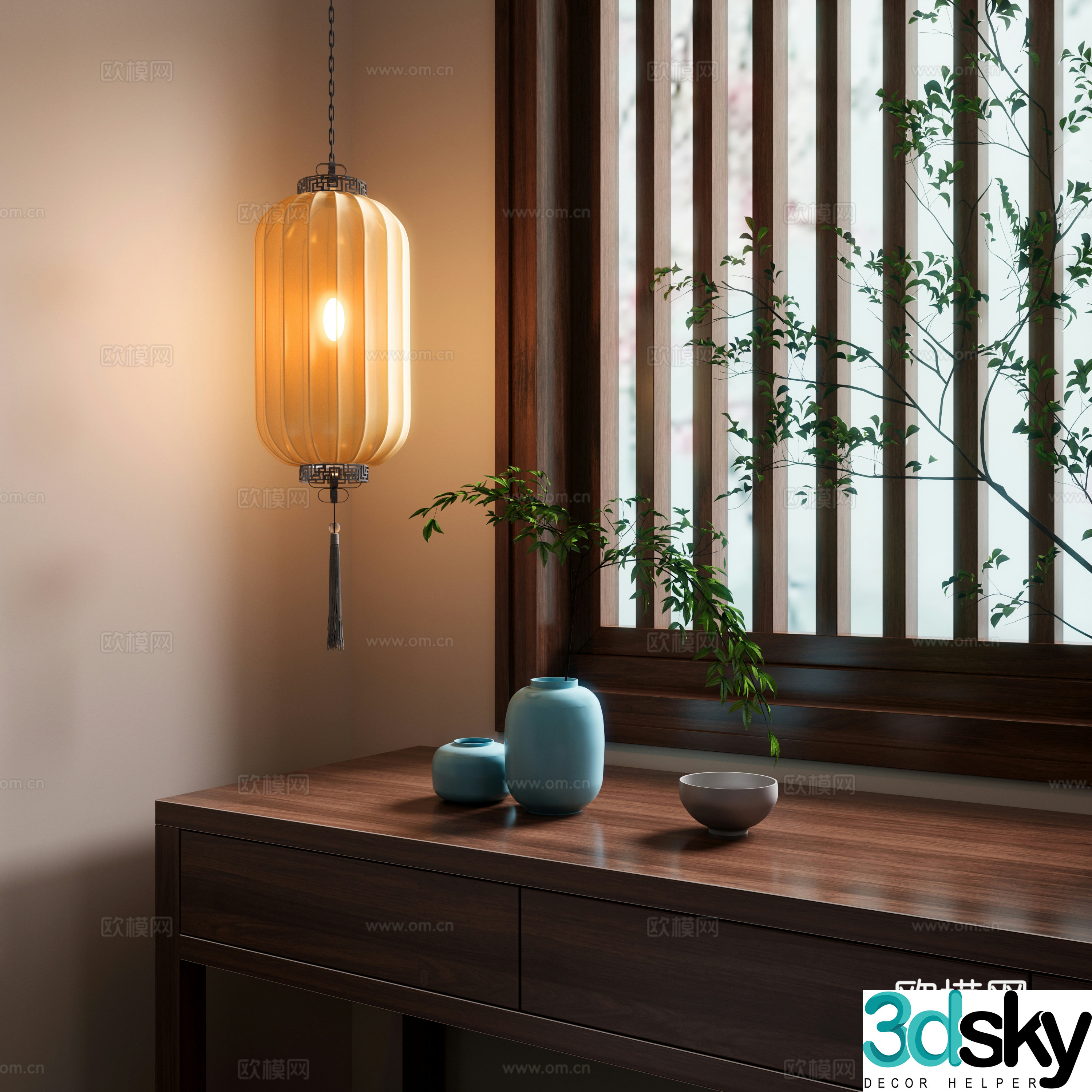New Chinese chandeliers Song’s Lantern Lantern Desk Window 3D Model