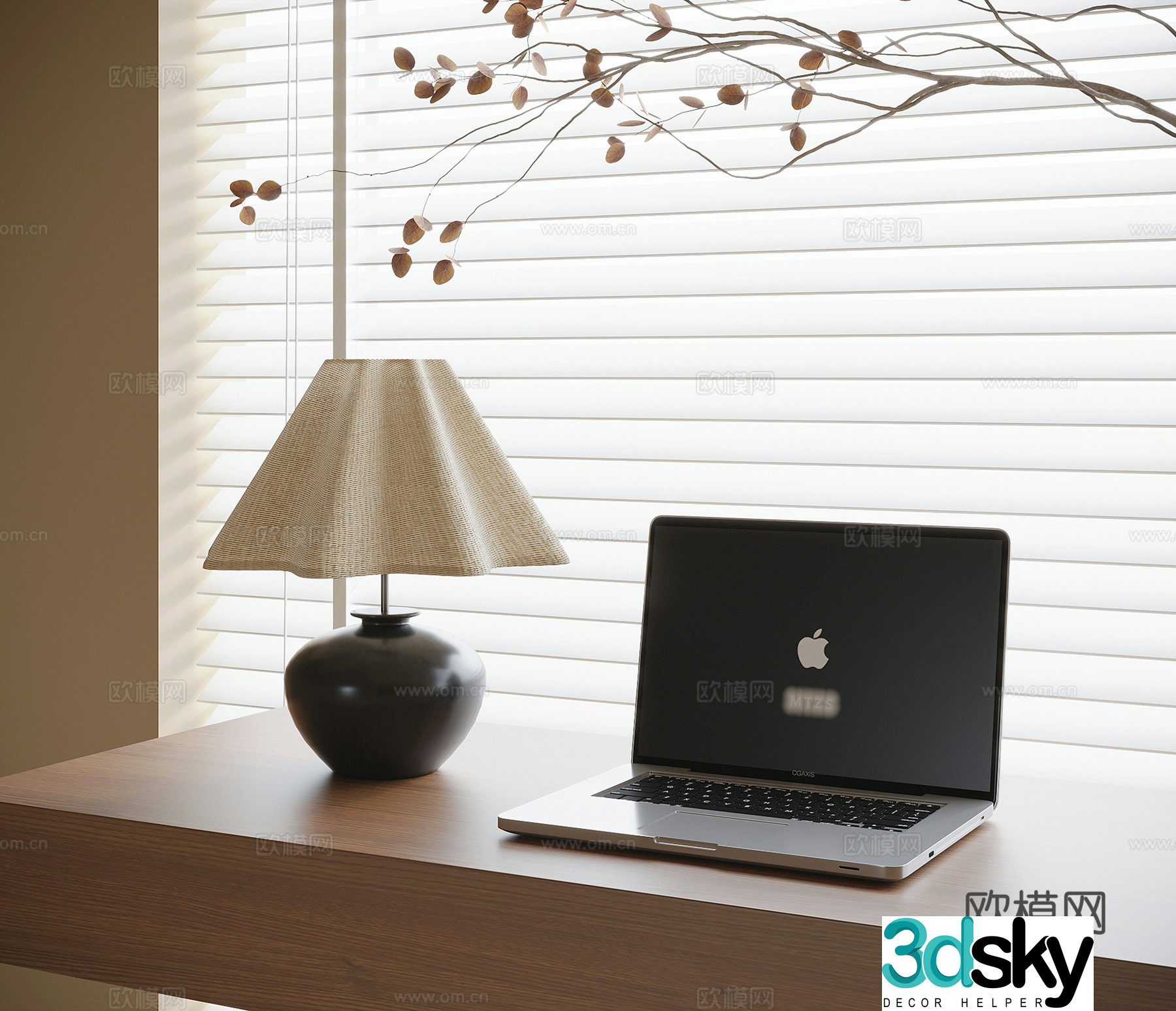 Modern desk lamp laptop 3d model