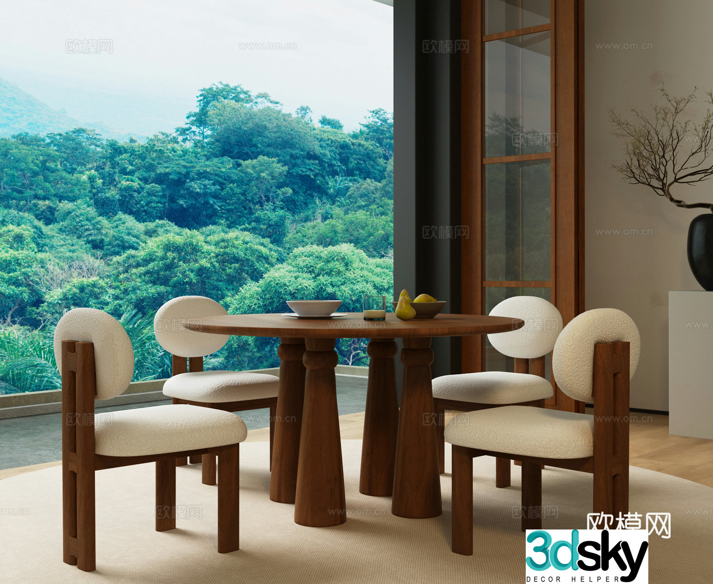 Modern medieval dining table and chair combination Modern medieval dining 3D model